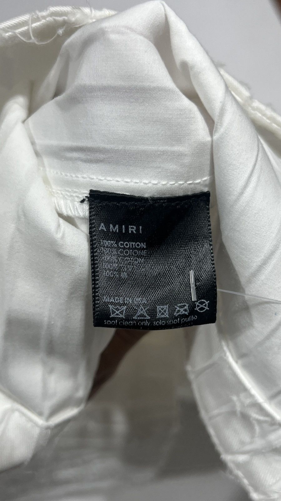 Amiri Amiri Logo Frayed White Button Up Size US S / EU 44-46 / 1 - 12 Thumbnail