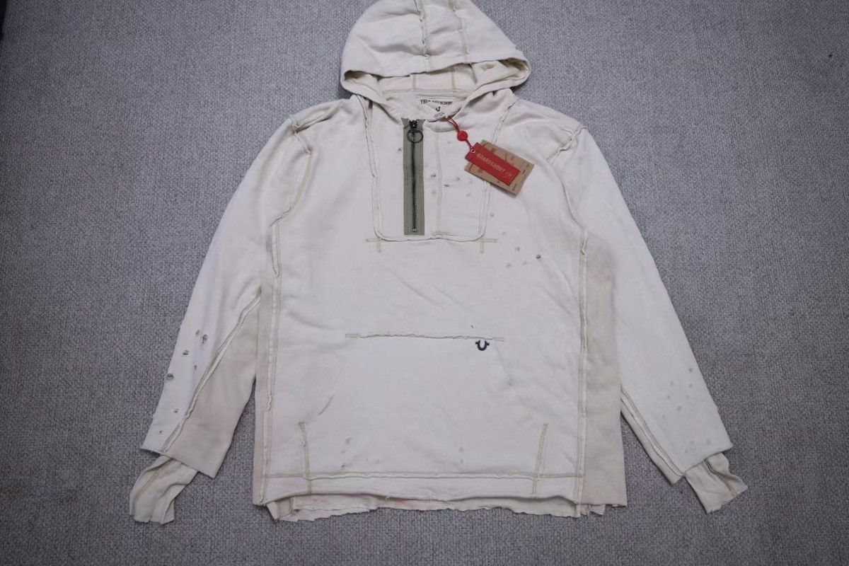True Religion Heavy Washed Ripped Vintage Hoodie Size US XXL / EU 58 / 5 - 9 Thumbnail