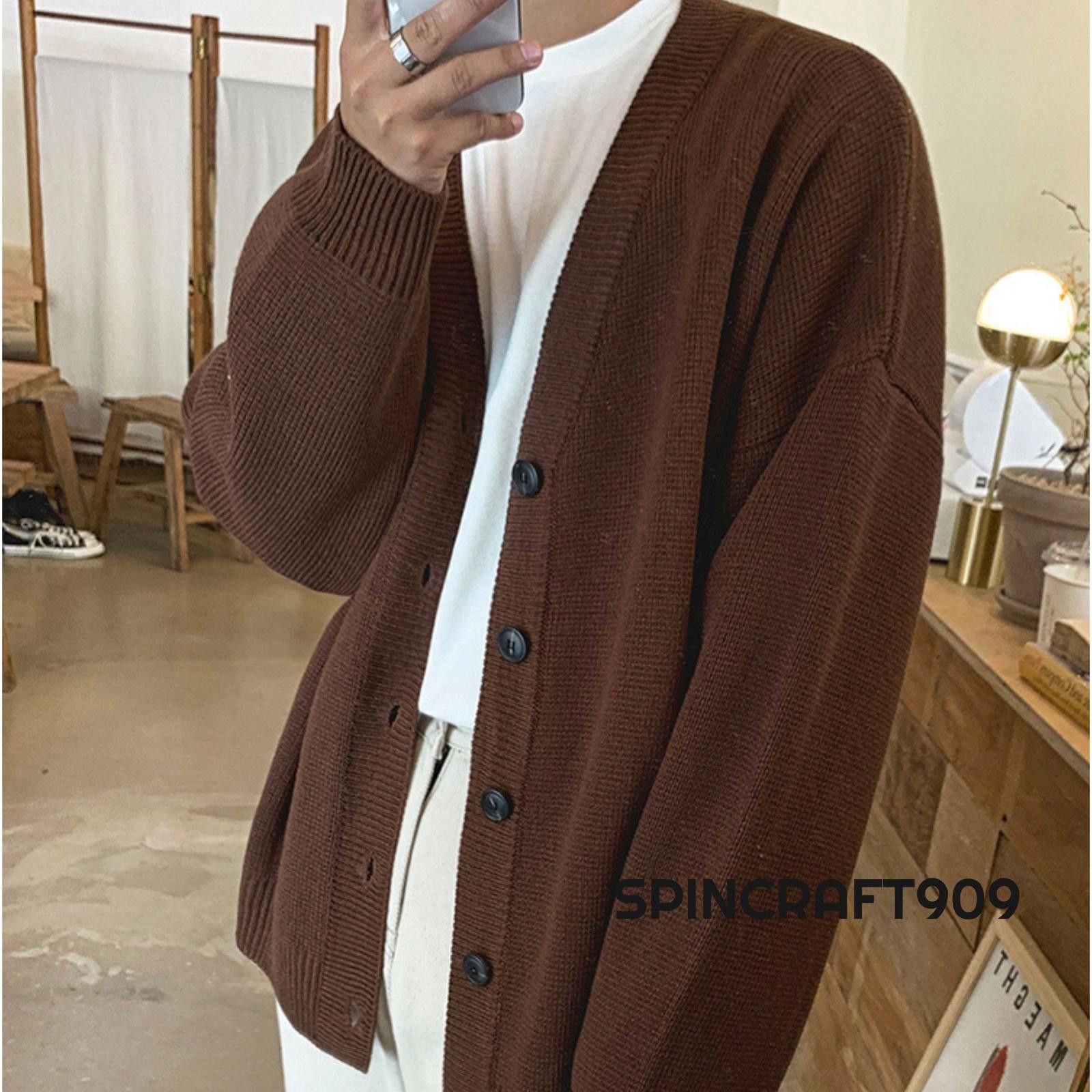 Vintage Brown Button Up Knit Cardigan Sweater Size US L / EU 52-54 / 3 - 1 Thumbnail