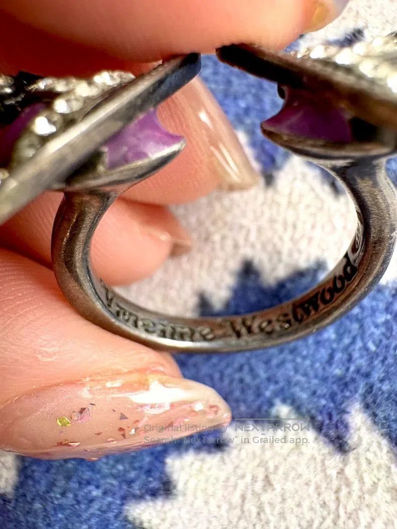 Vivienne Westwood Vivienne Westwood Purple Twin Heart Ring. Size ONE SIZE - 3 Thumbnail
