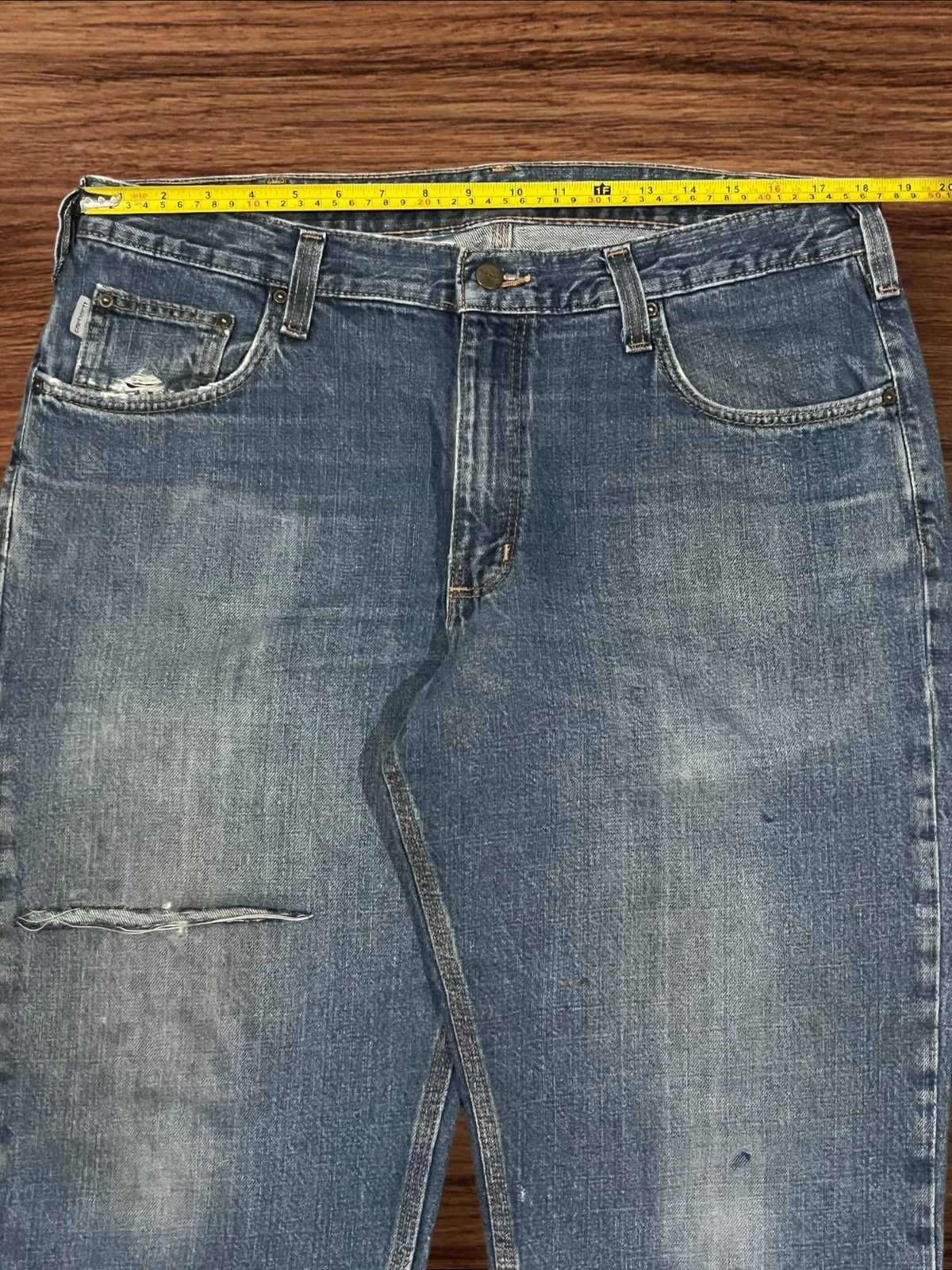 Carhartt Vintage Carhartt Blue Washed Distressed Classic Fit Jeans Size US 36 / EU 52 - 15 Thumbnail