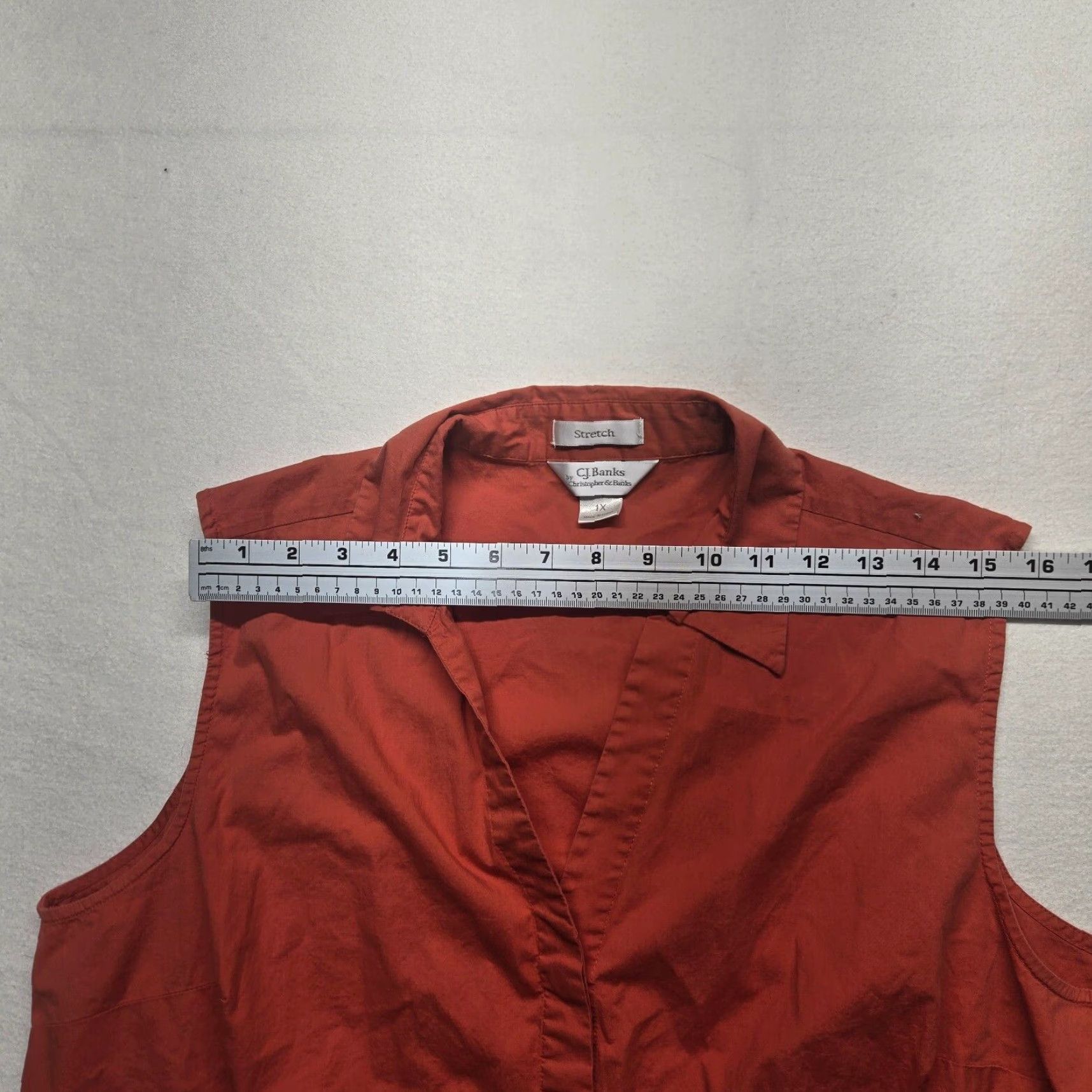 Vintage CJ Banks Solid Orange Sleeveless Button Down Collared Shirt Adult Women's 1x Size XL / US 12-14 / IT 48-50 - 4 Thumbnail