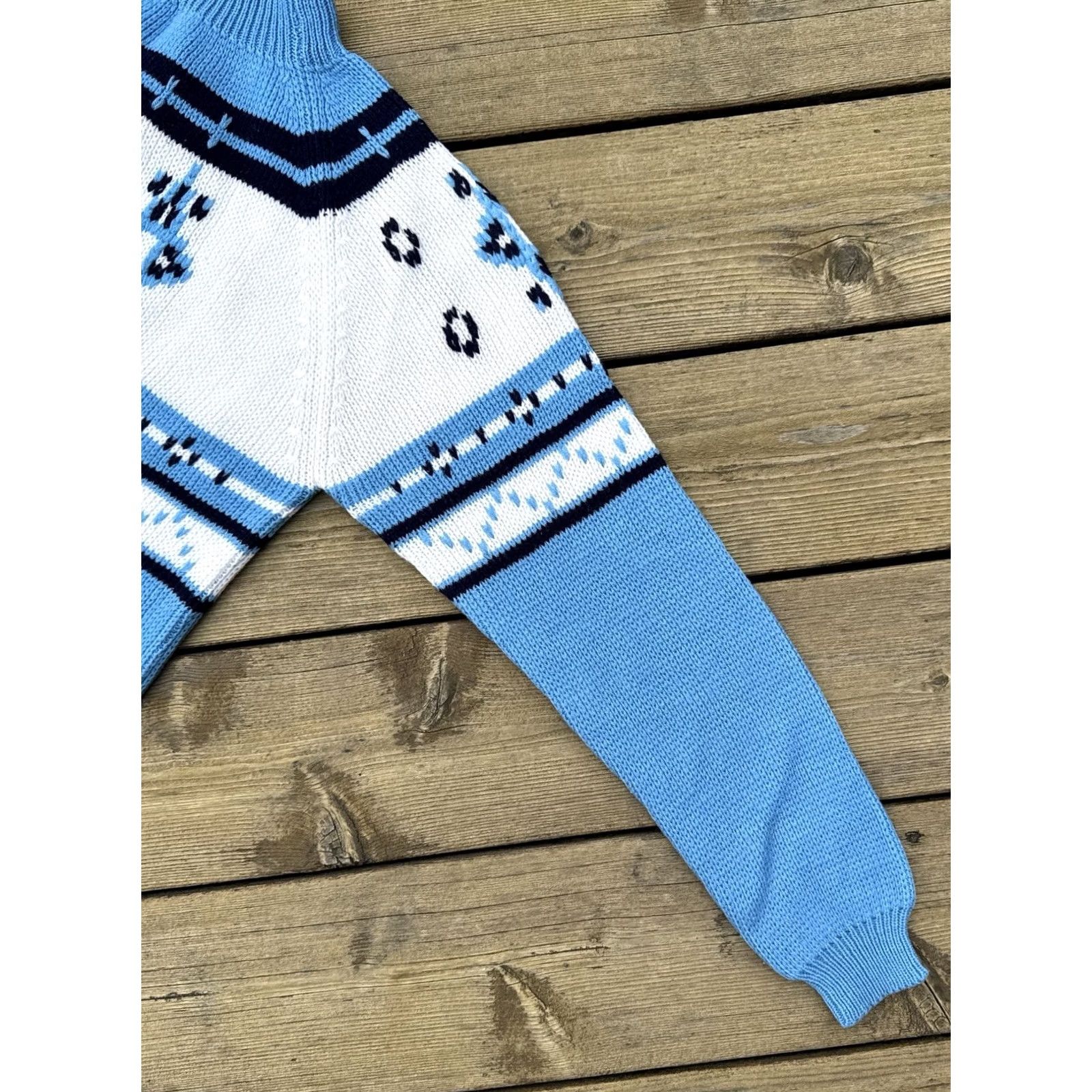 Vintage VINTAGE Nordic Sweater Blue White Ski Fair Isle Knit Womens S Size S / US 4 / IT 40 - 4 Thumbnail