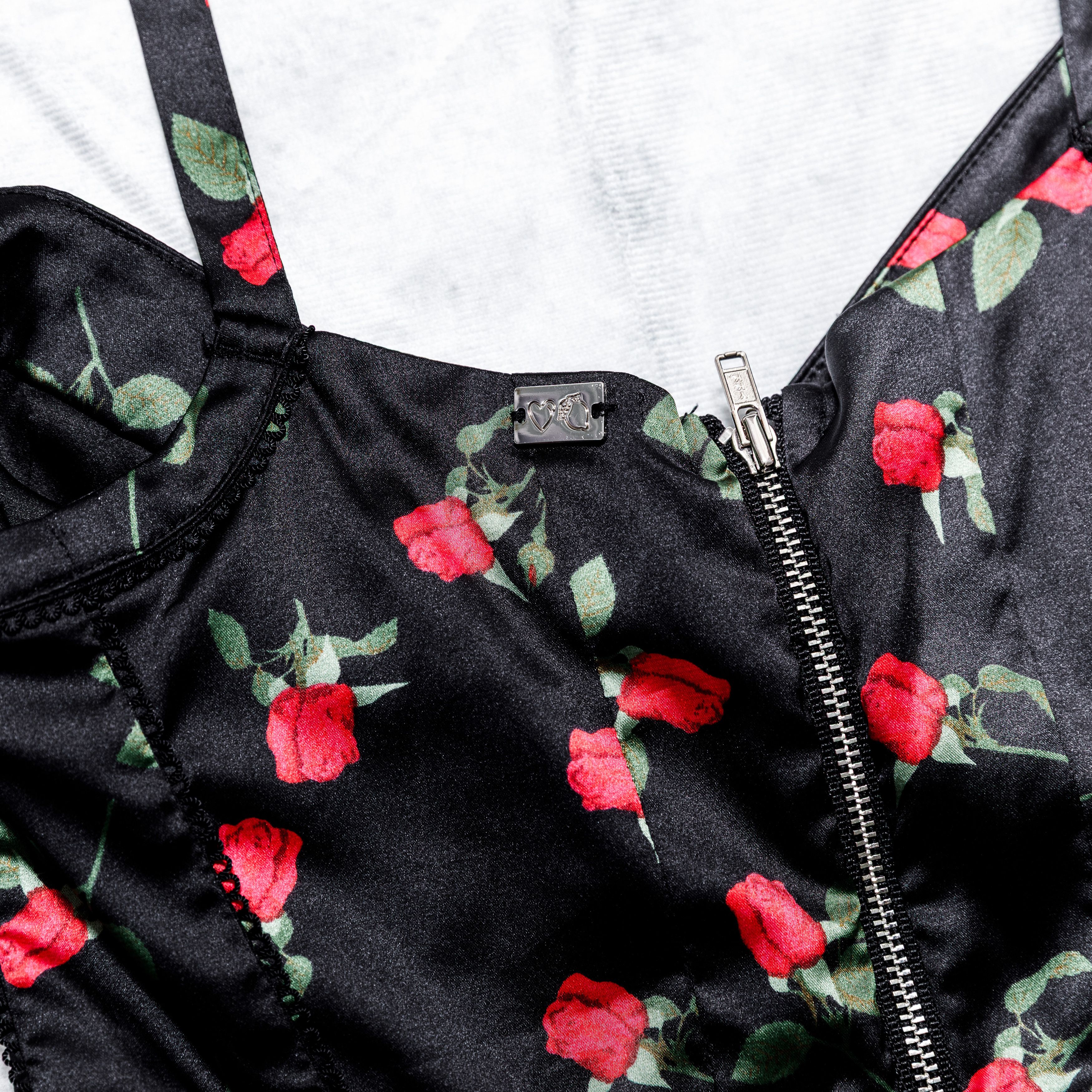 For Love & Lemons For Love And Lemons Mini Dress Black Red Roses XXS Corset Size S / US 4 / IT 40 - 7 Thumbnail