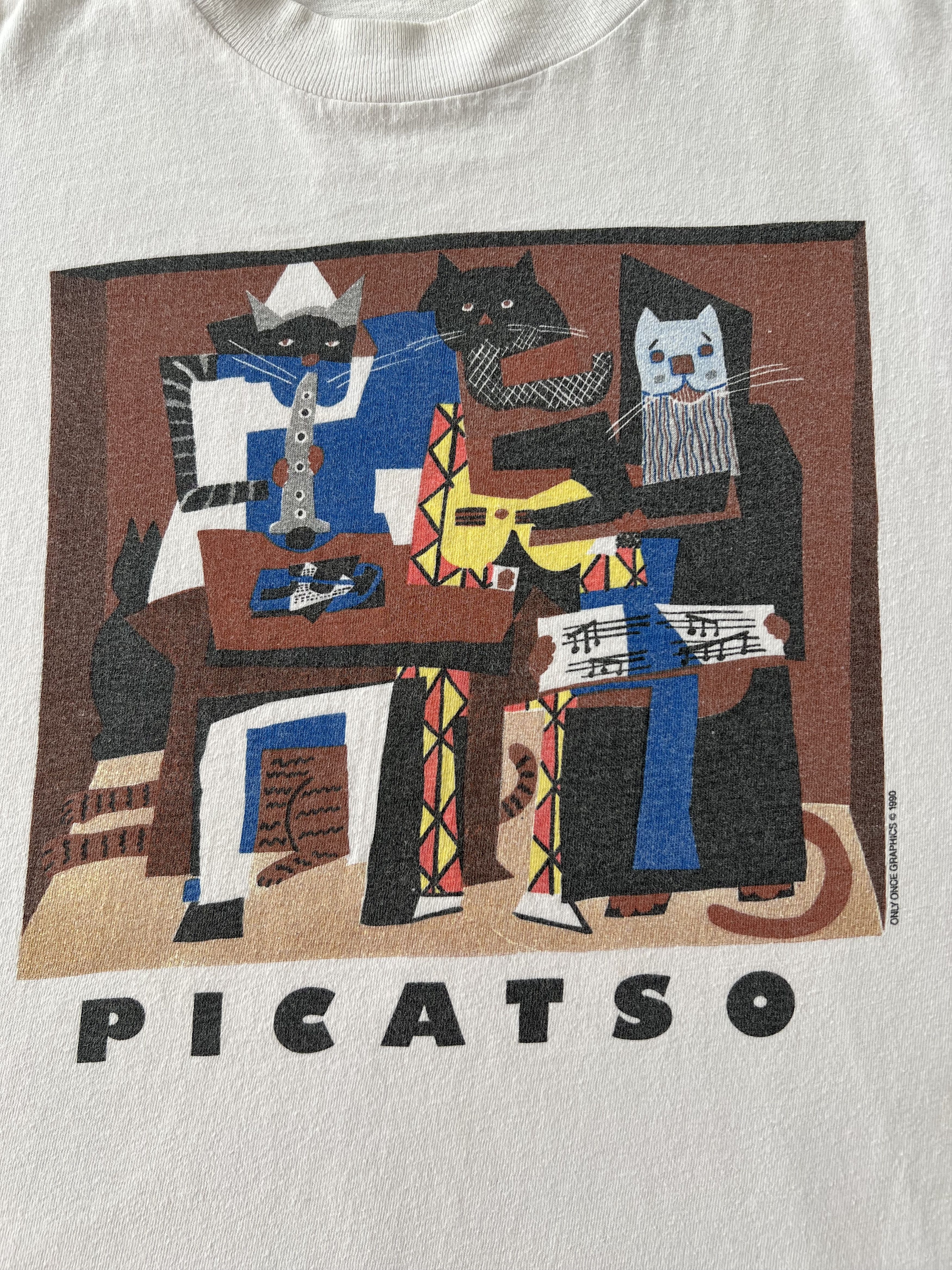 Arts & Science Vintage 1990 Picatso Pablo Picasso Parody Cat Art T-shirt Size US S / EU 44-46 / 1 - 4 Thumbnail