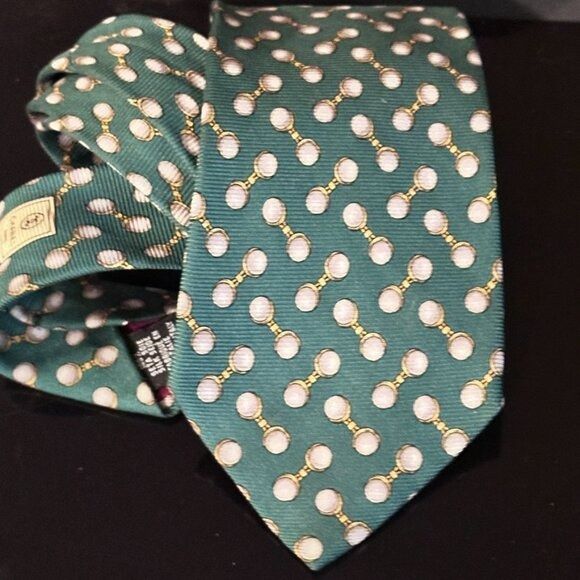 Chanel Chanel Silk Tie Mens Kelly Green Baroque Jewelry Gemstone Pe Size ONE SIZE - 6 Thumbnail