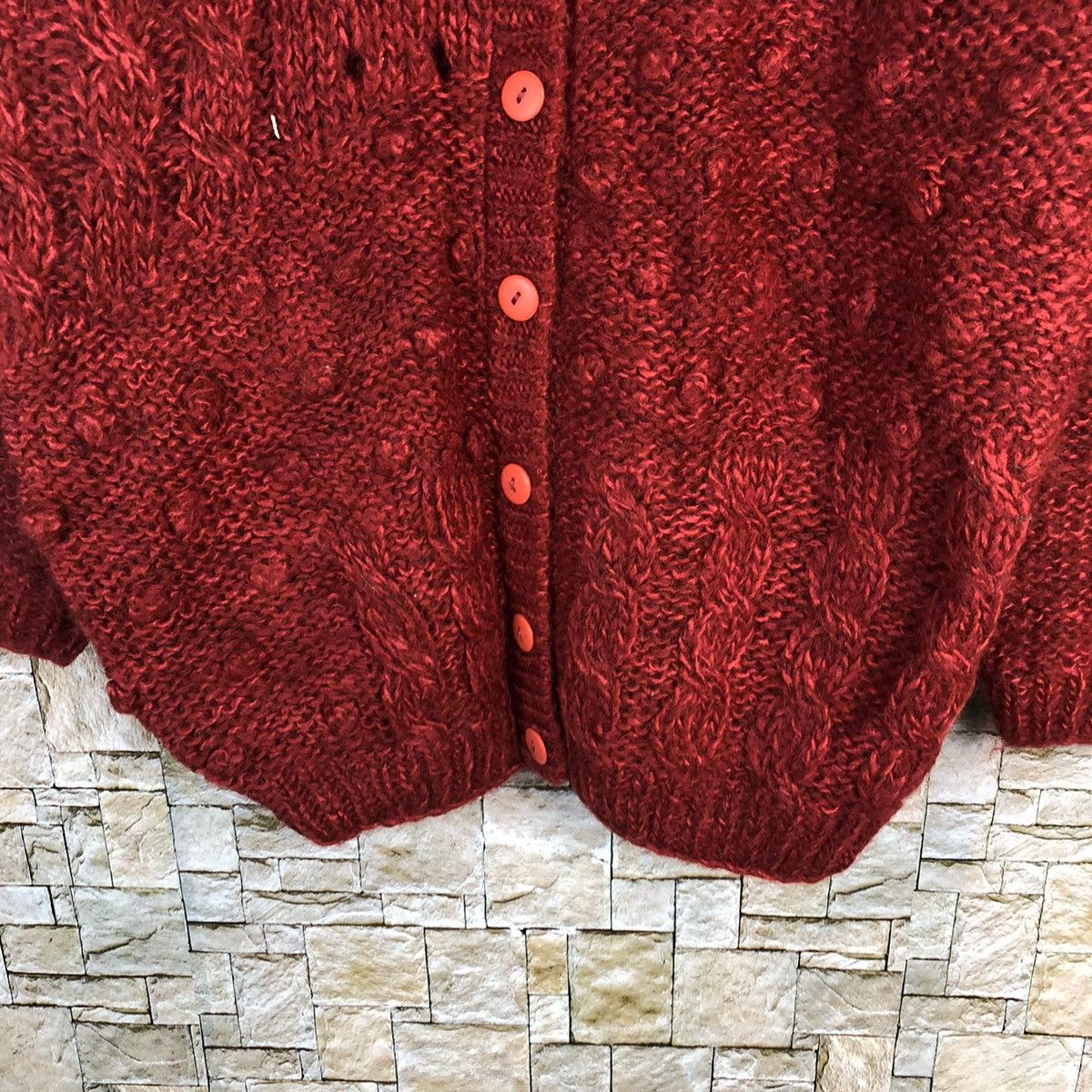 Japanese Brand Piele Red Patterned knitted Cardigan japan #A373 Size S / US 4 / IT 40 - 6 Thumbnail