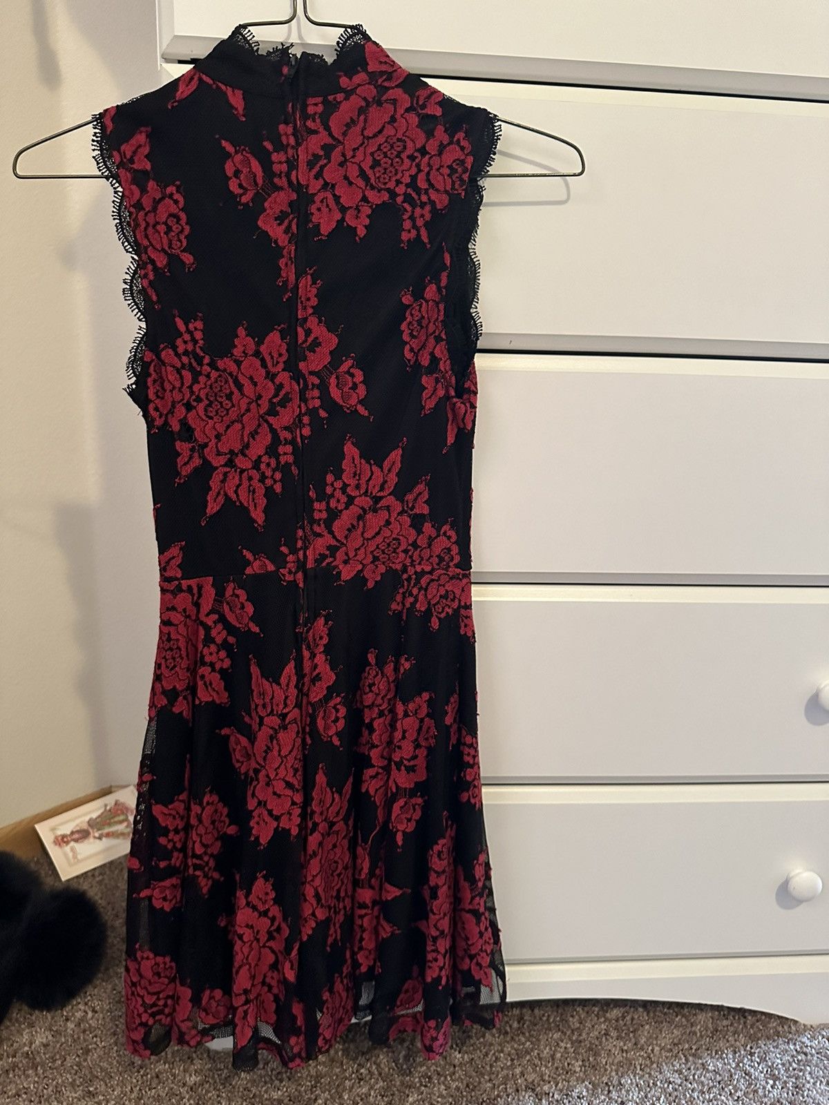Vintage Red Black Lace dress Size S / US 4 / IT 40 - 9 Thumbnail