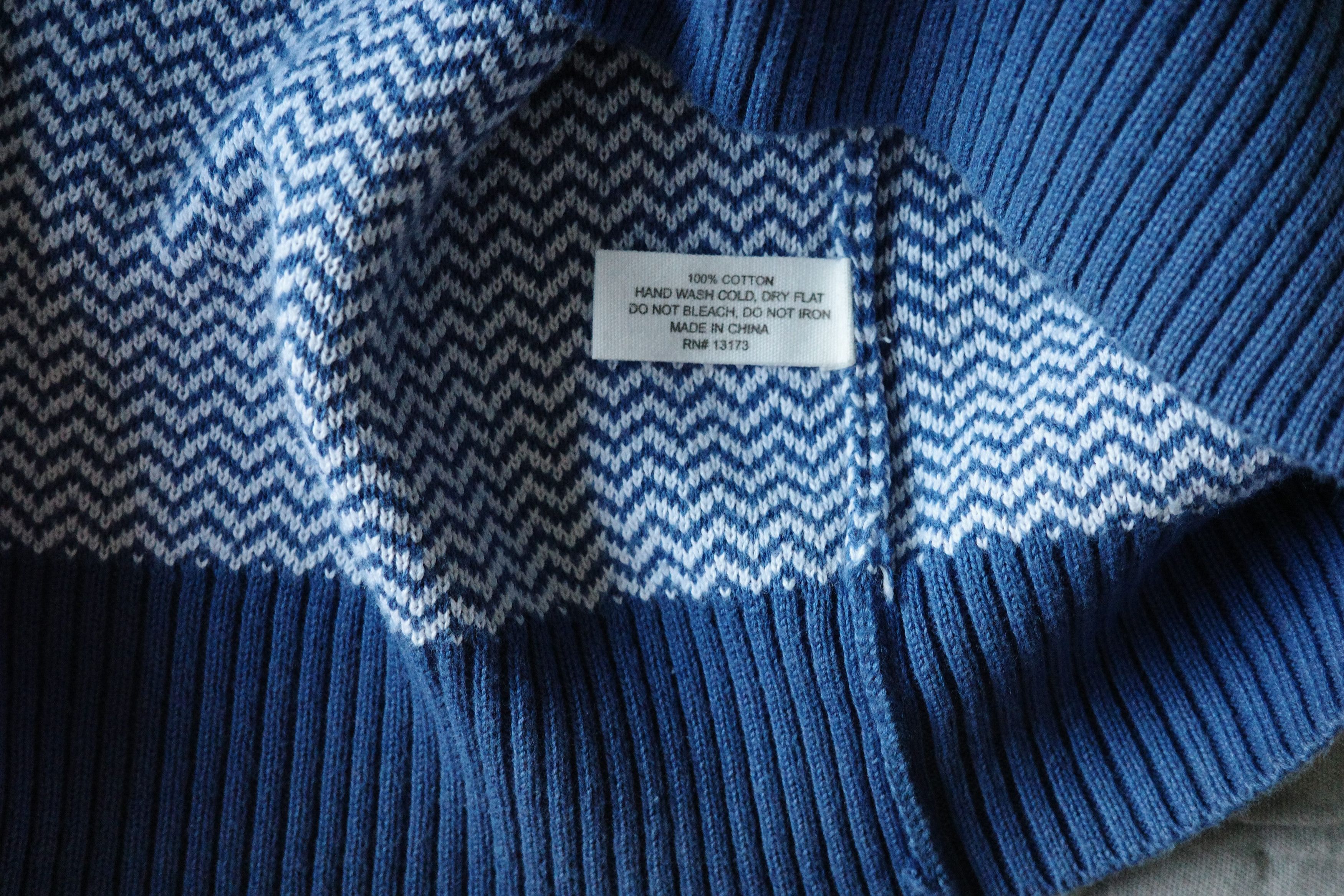 Saturdays NYC Blue Herringbone Cotton Sweater Size US S / EU 44-46 / 1 - 3 Thumbnail
