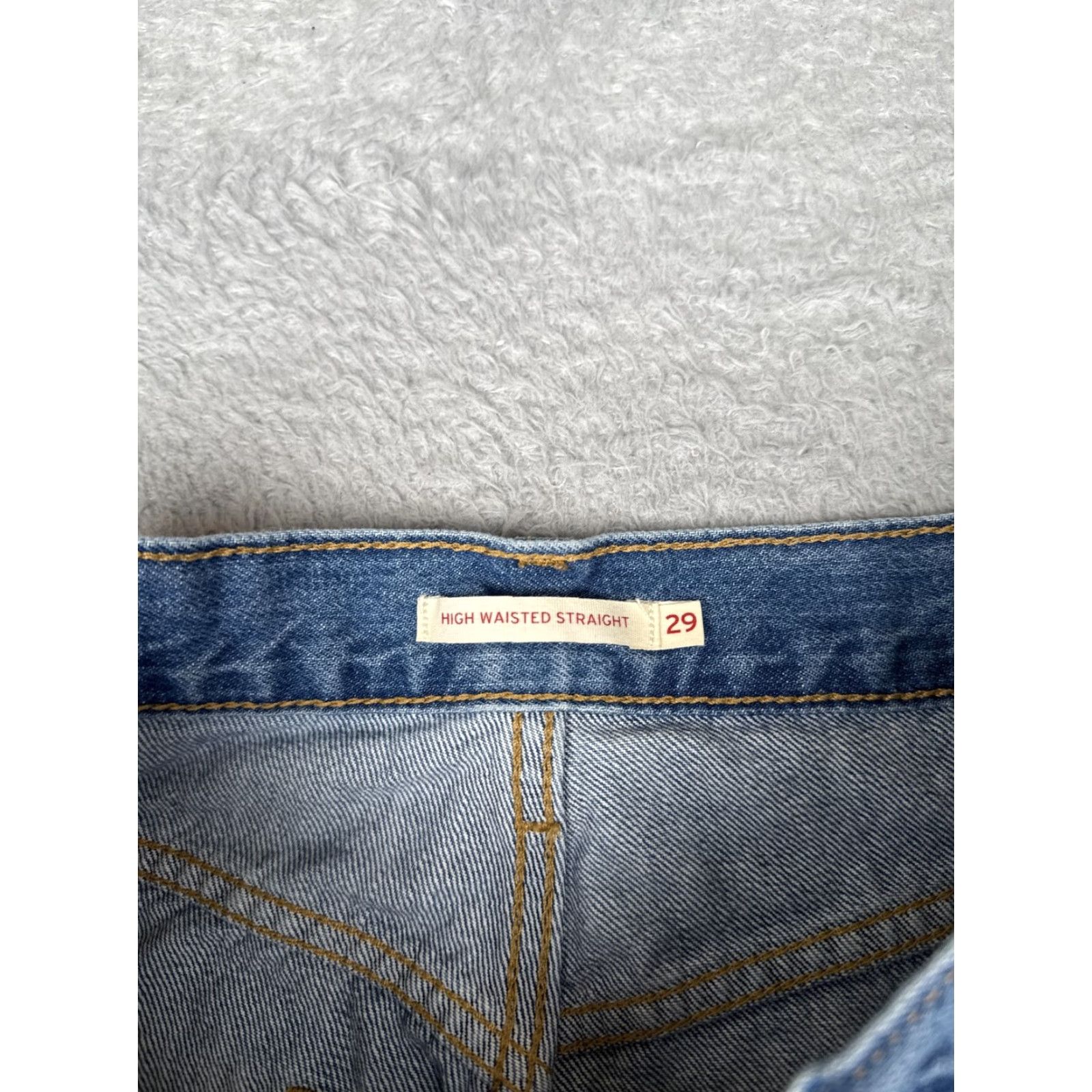 Levi's VINTAGE Levis High Waisted Straight Shorts Womens 29 Blue Cutoff Jorts Raw Hem Baggy Size 29" - 7 Thumbnail