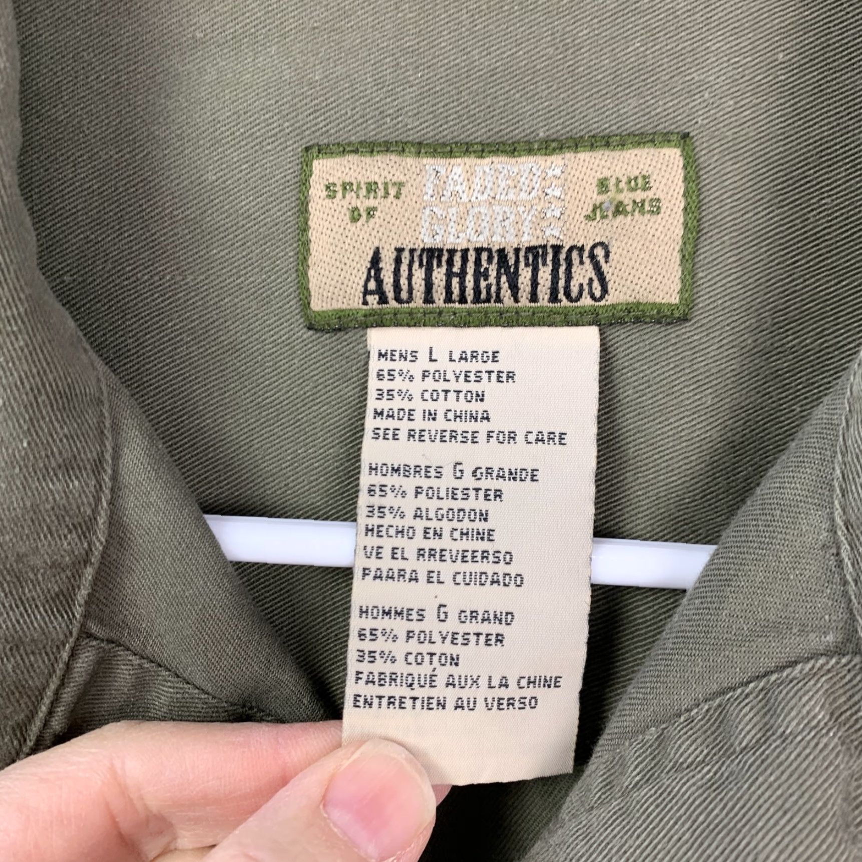 Faded Glory VINTAGE Faded Glory Mens Shirt Army Military Olive Green Long Sleeve Button-Up 90s Large XL? Size US L / EU 52-54 / 3 - 4 Thumbnail