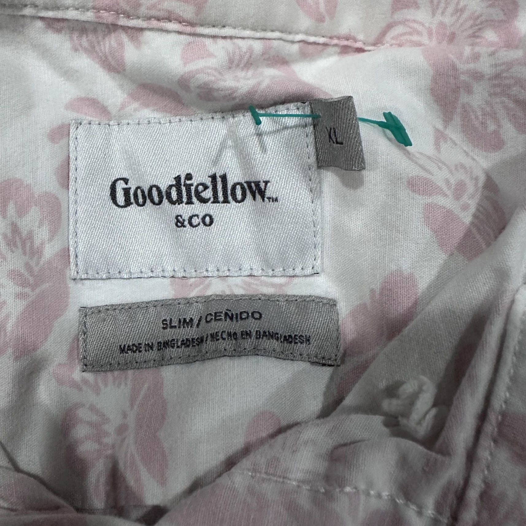 Vintage Goodfellow & Co Shirt Men XL White Pink Floral Button-Up Short Sleeve Cotton Blend Size US XL / EU 56 / 4 - 3 Thumbnail