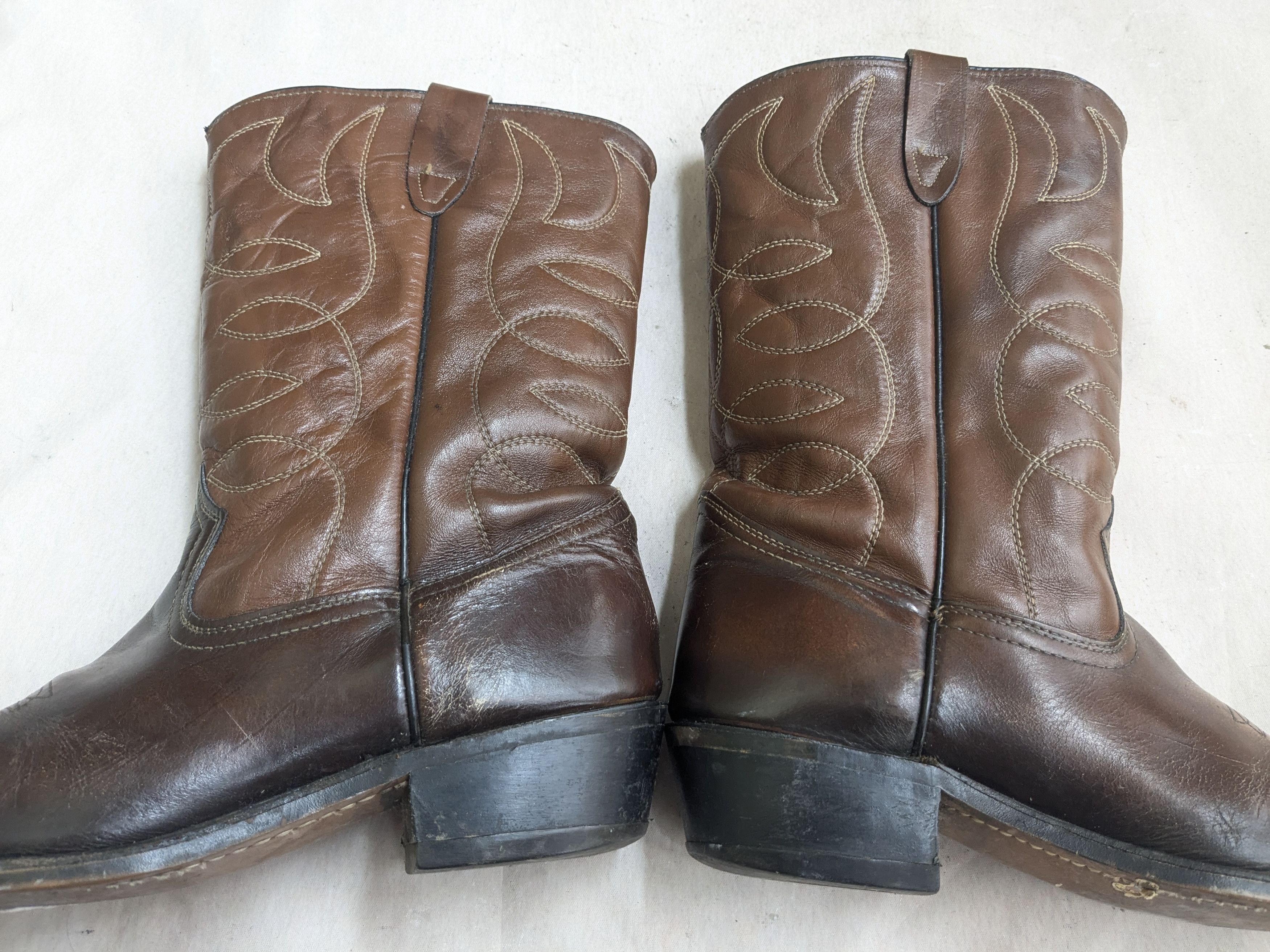 Genuine Leather Texas Cowboy Boots Brown 10.5 E Wide USA Western Size US 10.5 / EU 43-44 - 6 Thumbnail
