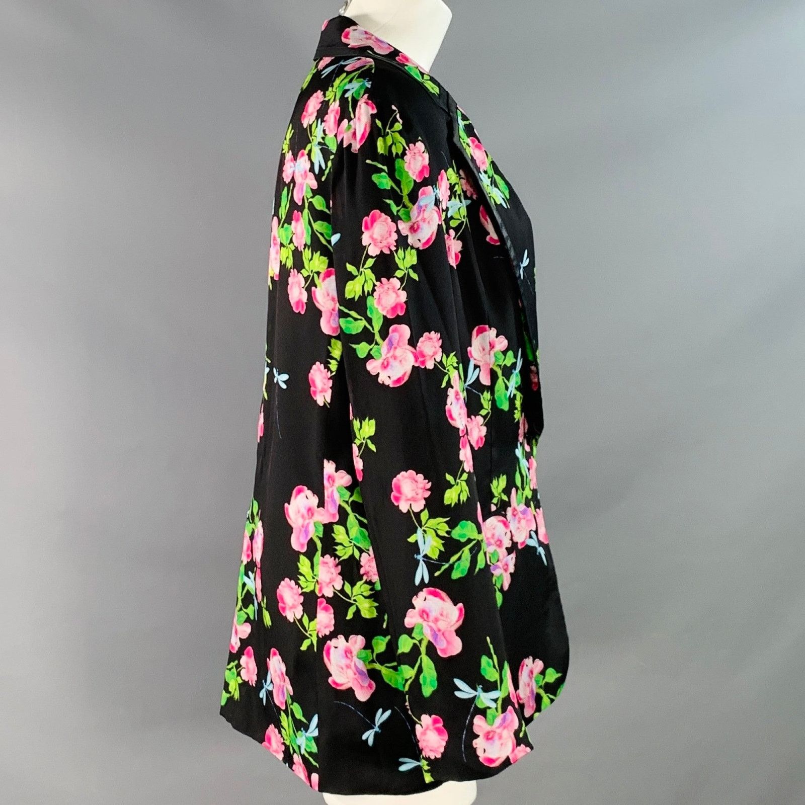 Cynthia Rowley Multi Color Silk Twill Floral Notch Lapel Jacket Blazer Size M / US 6-8 / IT 42-44 - 3 Thumbnail
