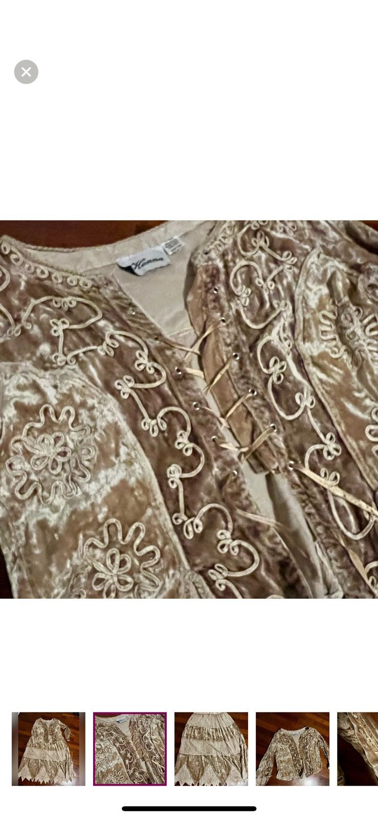 Vintage Vintage Henna Bohemian 70s gold crushed velvet jacket OSFA Size 23" - 2 Thumbnail