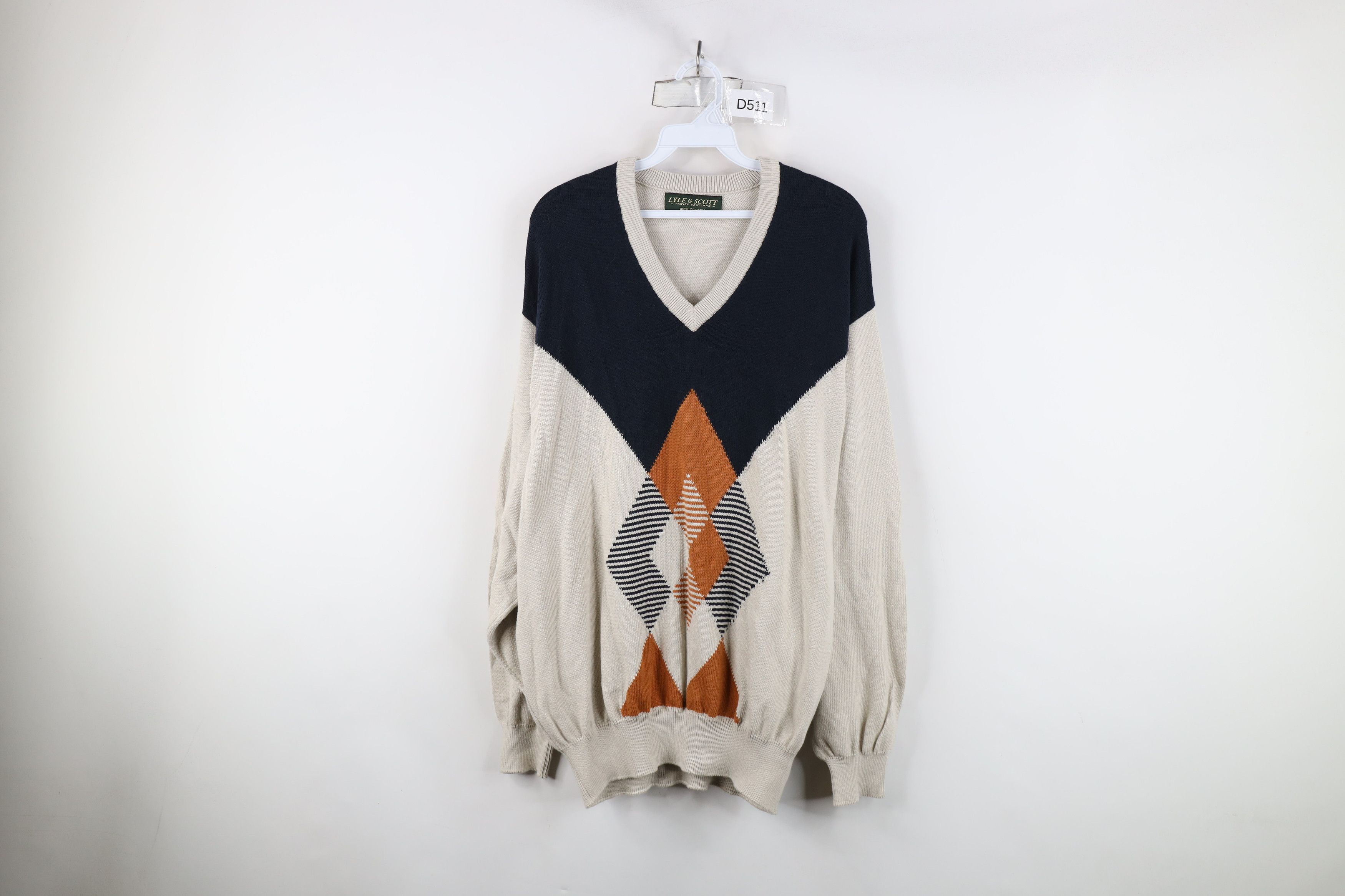 Vintage Vintage 90s Streetwear Cotton Knit V-Neck Sweater Golf Size US L / EU 52-54 / 3 - 1 Thumbnail