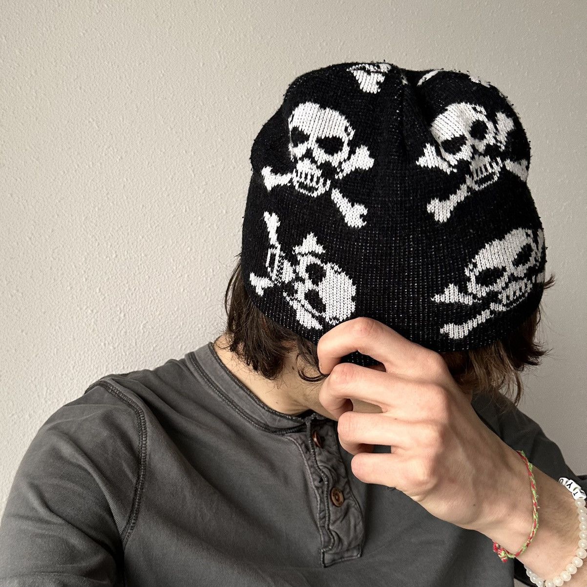 Hysteric Glamour × Undercover Japan Skull Yohji Yamamoto Vibe Knit Hat Beanie Size ONE SIZE - 8 Thumbnail