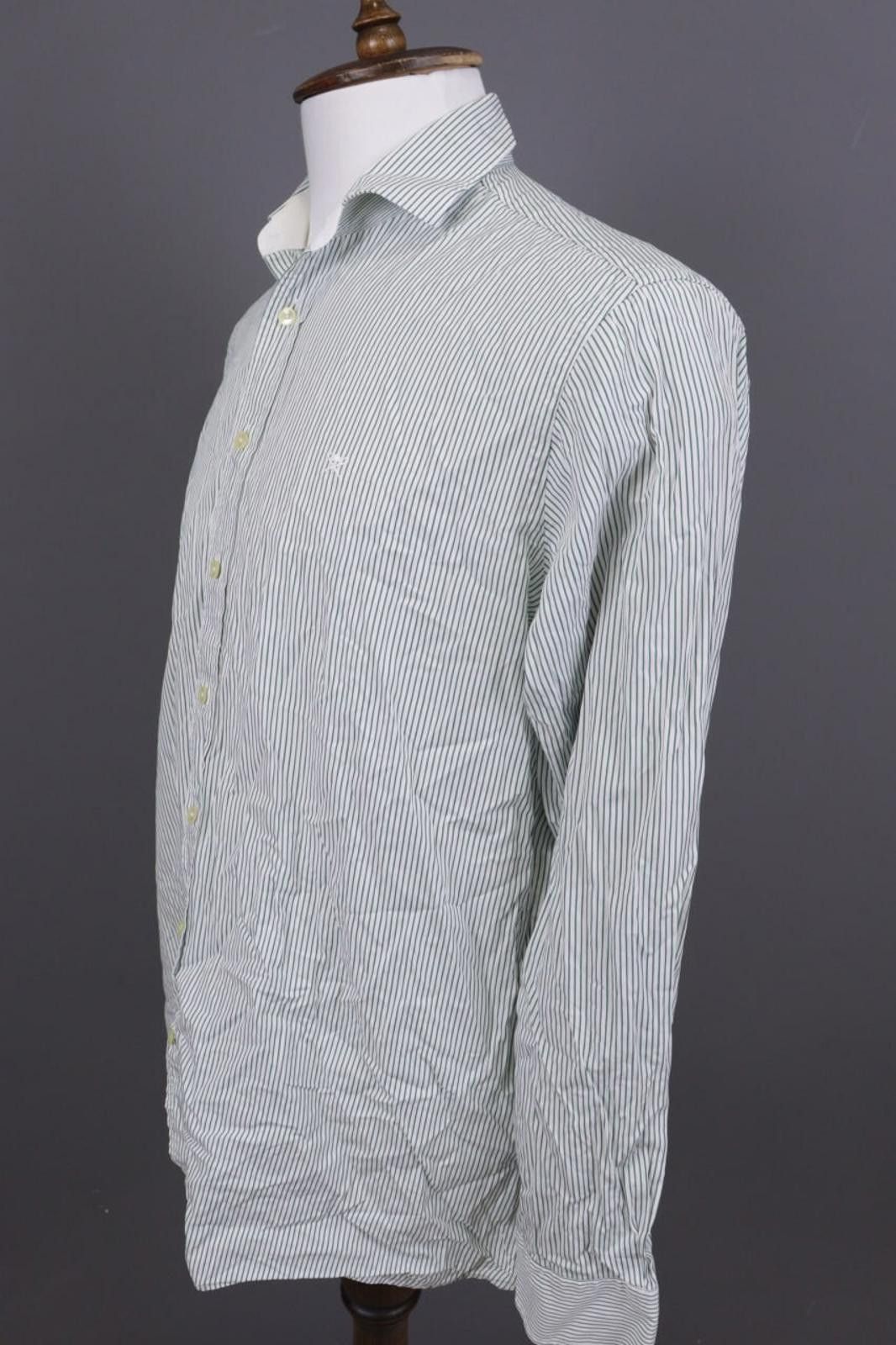 Designer Hackett London Classi Fit White Striped Down Shirt Size XL Size US XL / EU 56 / 4 - 8 Thumbnail