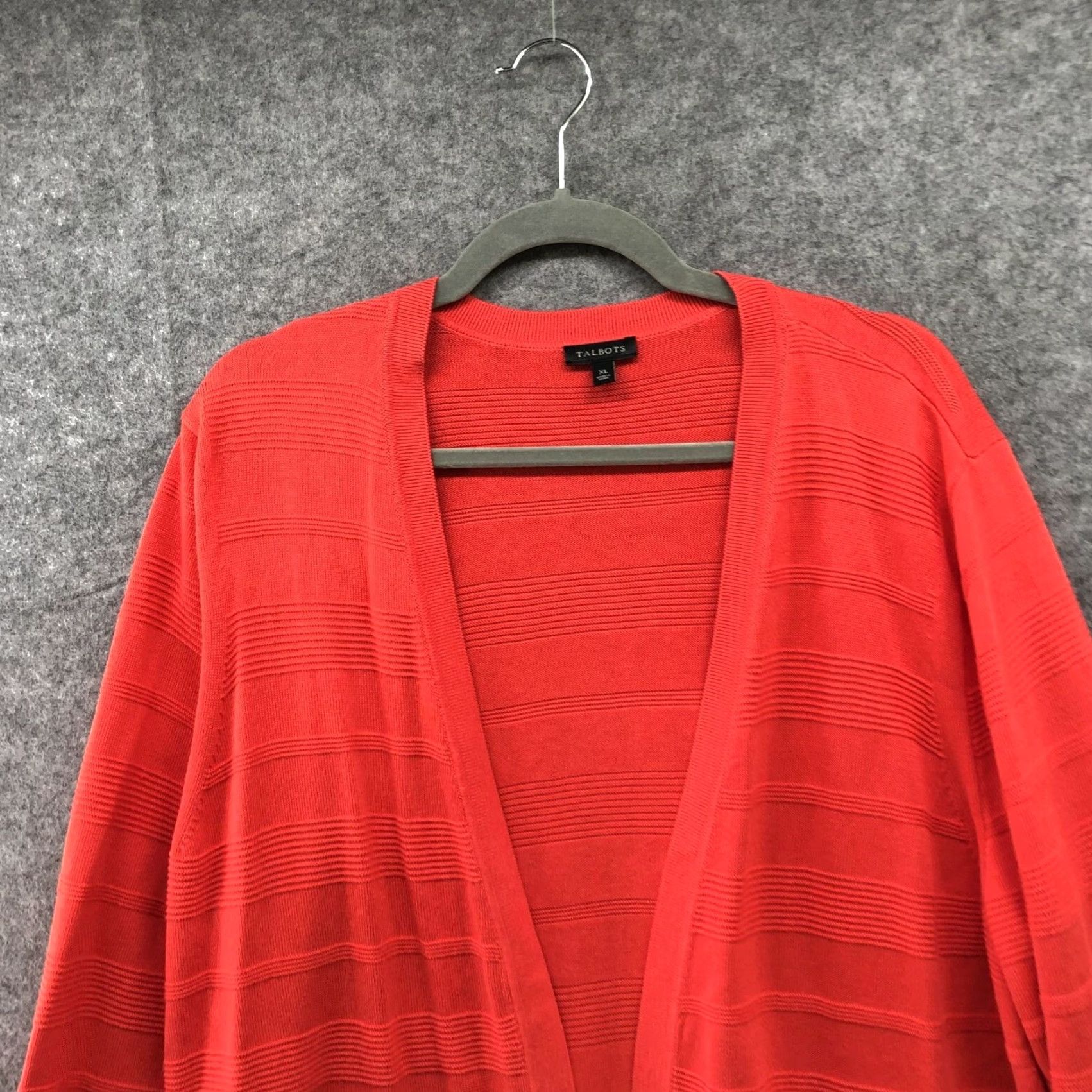 Talbots VINTAGE Talbots Cardigan Sweater Womens XL Red Solid Longline Casual Open Front Classic Size XL / US 12-14 / IT 48-50 - 3 Thumbnail