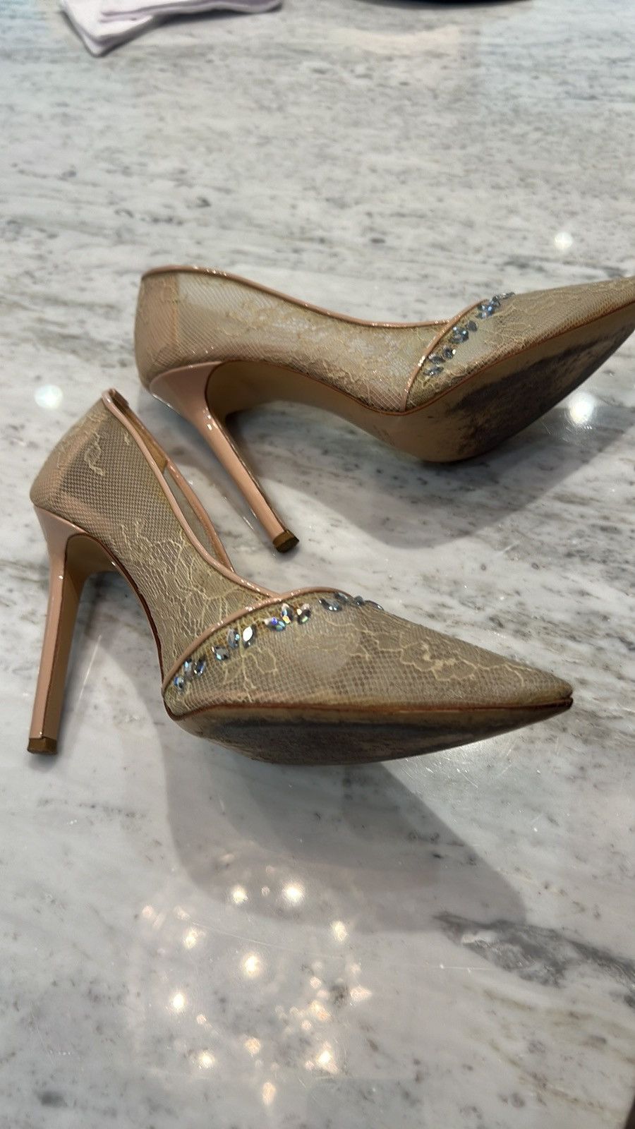 Monique Lhuillier Classy lace nude pump Size US 6.5 / IT 36.5 - 3 Thumbnail