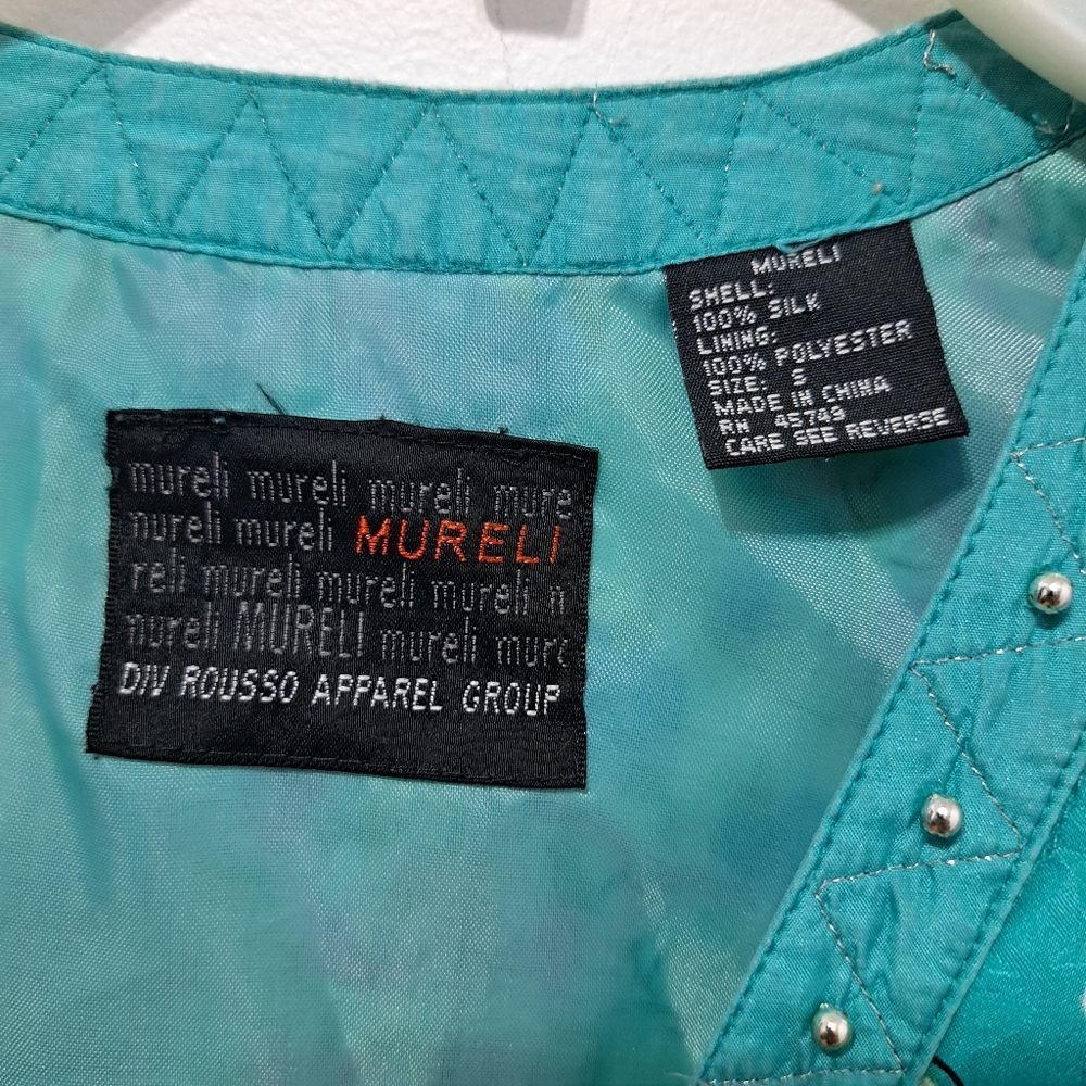 Other Vintage Mureli Floral Print Silk Studded Zip-Up Oversized Li Size S / US 4 / IT 40 - 14 Thumbnail