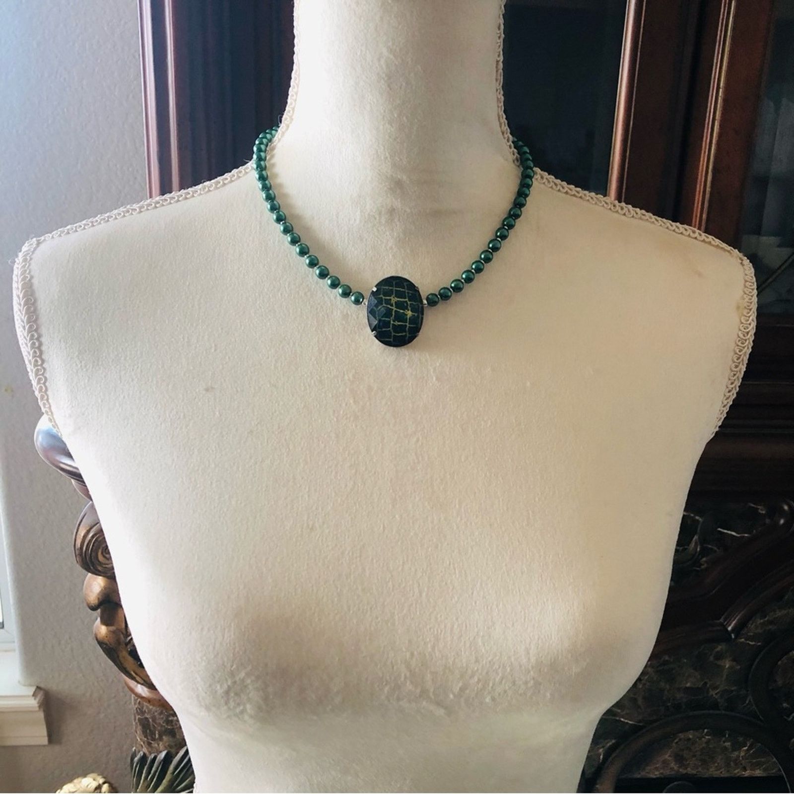 Handmade Handcrafted repurpose animal print stone Pearl necklace Size ONE SIZE - 6 Thumbnail