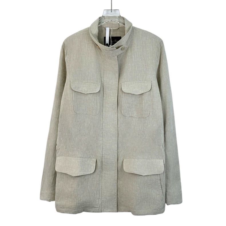 Loro Piana LORO PIANA Khaki multi-pocket linen long sleeve traveler j Size L / US 10 / IT 46 - 1 Thumbnail
