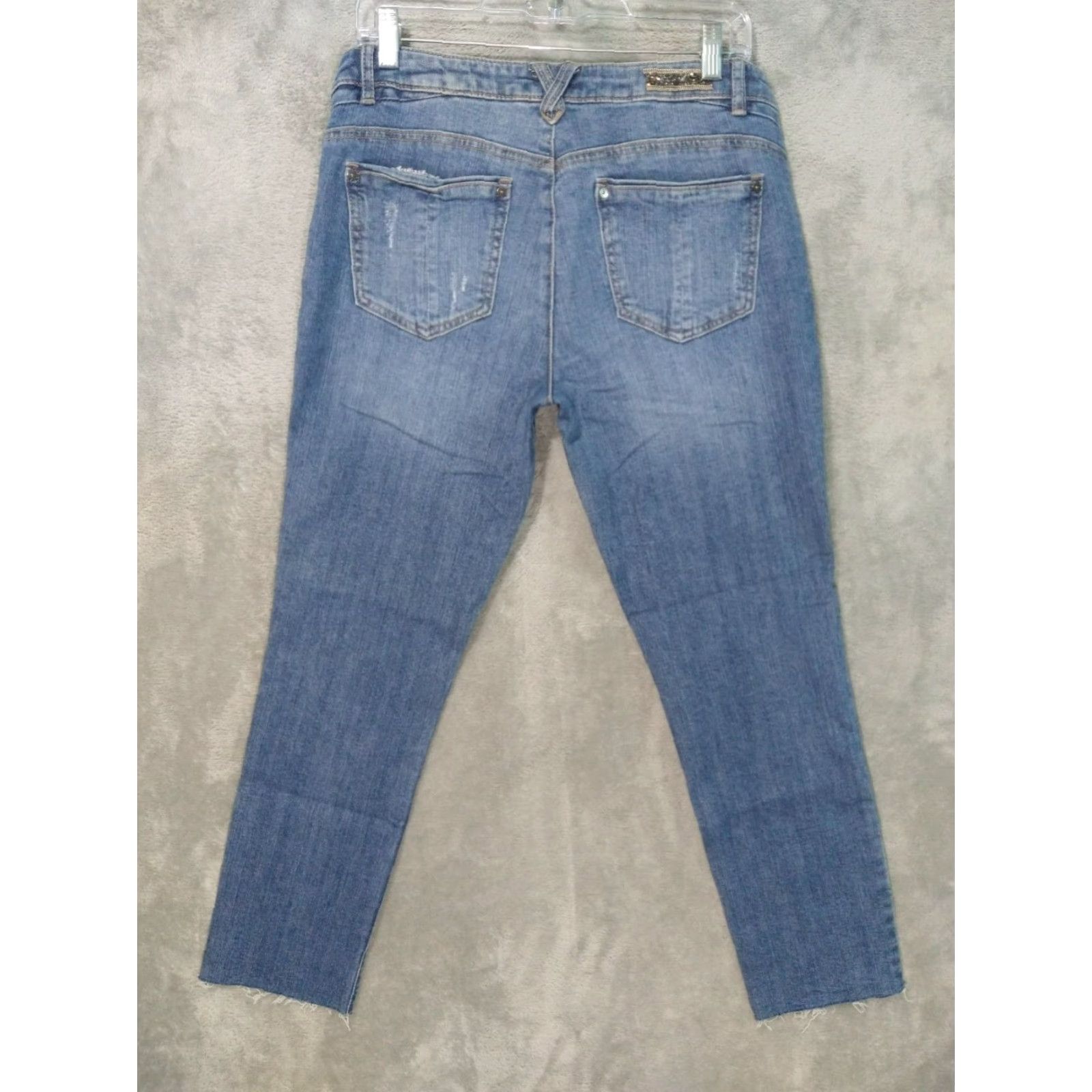 Vintage Democracy Jeans Womens 6 Denim Mid Rise Cropped Stretch Distressed Blue 5-Pocket Style Womens Size 28" / US 6 / IT 42 - 2 Thumbnail