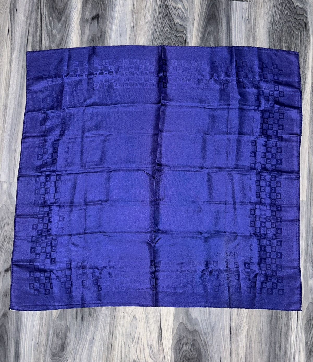 Givenchy Vintage Givenchy G logo Blue Silk Scarf w COA Size ONE SIZE - 2 Thumbnail