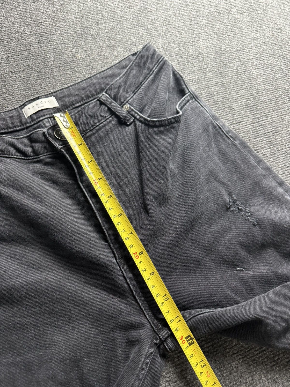 Sandro Sandro Paris Distressed Black Denim Jeans Straight Fit Size 30" / US 8 / IT 44 - 21 Thumbnail