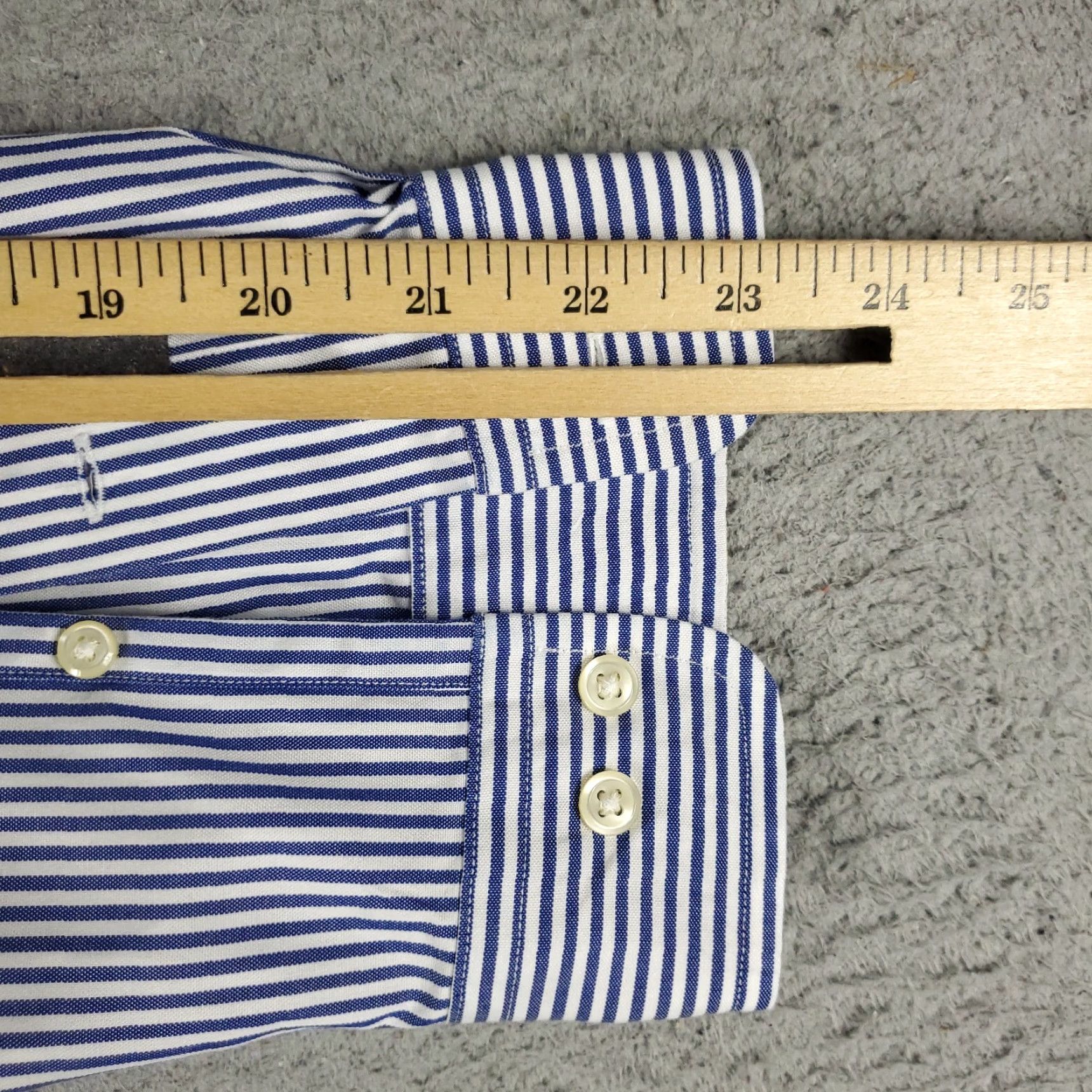 Ralph Lauren Ralph Lauren Shirt Mens Dress Button Up Long Sleeve 17.5 Blue Striped Non-Iron Pockets Coverall Classic Mens Size 46R - 7 Thumbnail