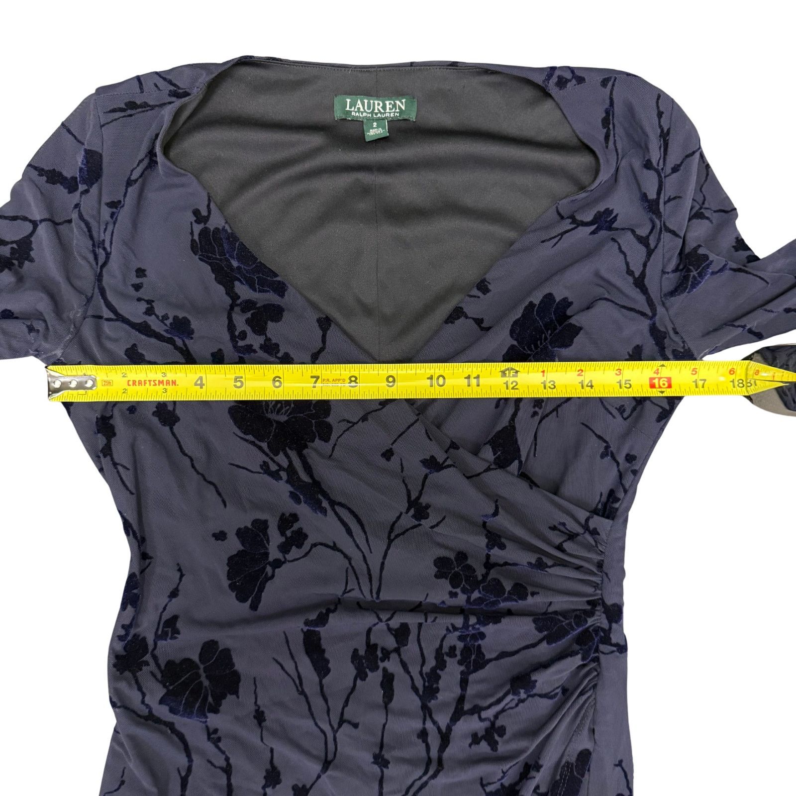 Lauren Ralph Lauren Lauren Ralph Lauren Navy Blue Floral Wrap Dress Size XS / US 0-2 / IT 36-38 - 6 Thumbnail