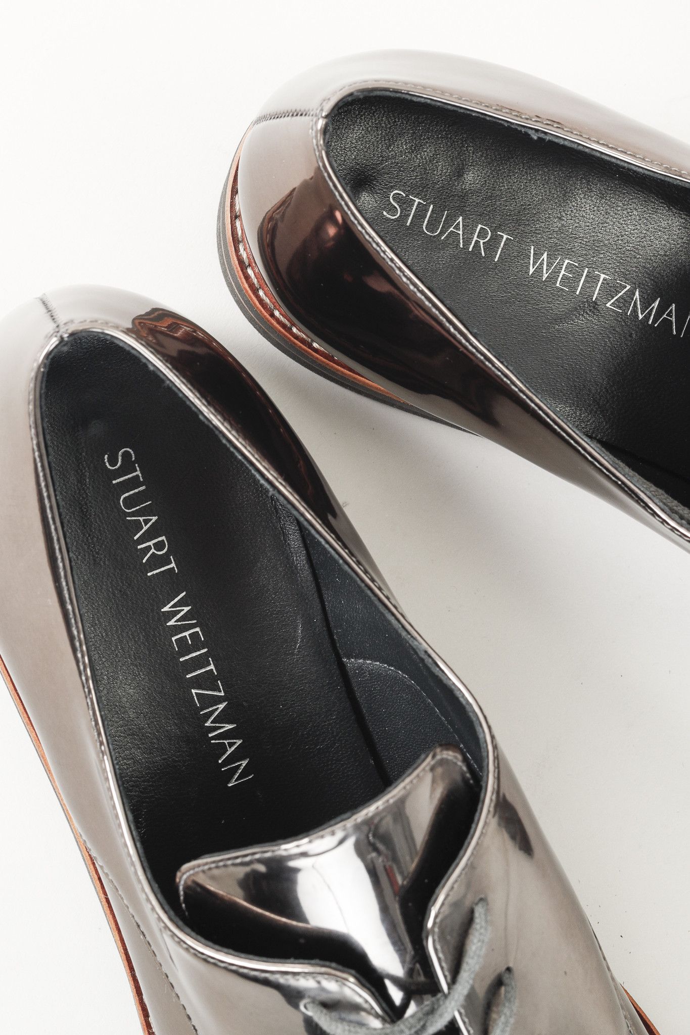 Stuart Weitzman Stuart Weitzman Metro Tin Metallic Mirrored-Leather Oxfords Size US 10 / IT 40 - 10 Thumbnail