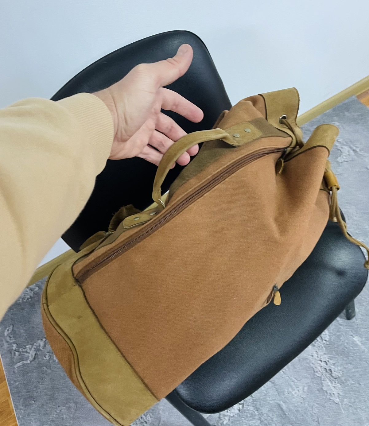 Marlboro MARLBORO Brown Cotton Denim Backpack Bag with Leather Insert Size ONE SIZE - 7 Thumbnail