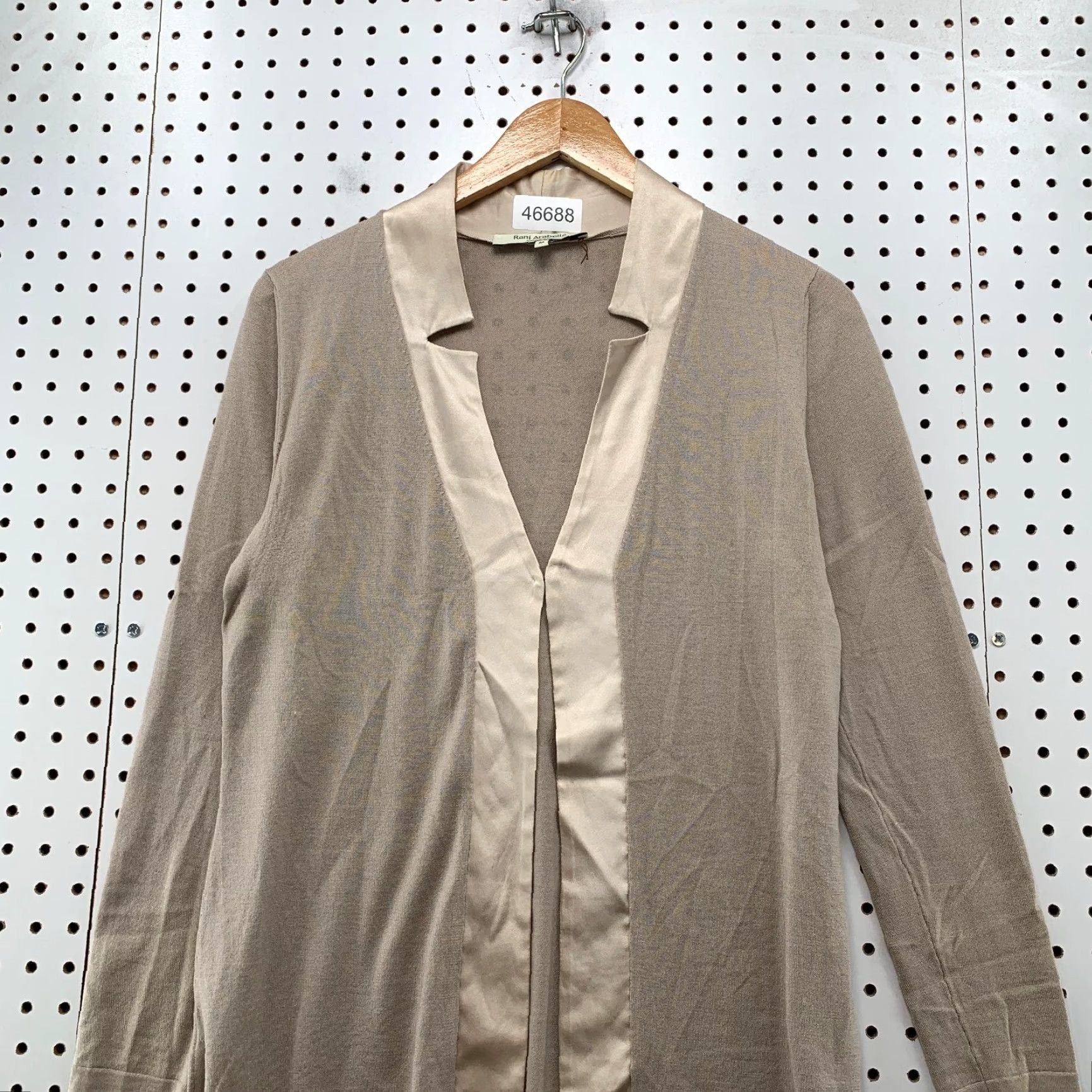 Vintage Rani Cardigan Womens Medium Beige Open Italy Cashmere Silk Wool Knit Open - V-Neck Casual Sweater Size M / US 6-8 / IT 42-44 - 5 Thumbnail