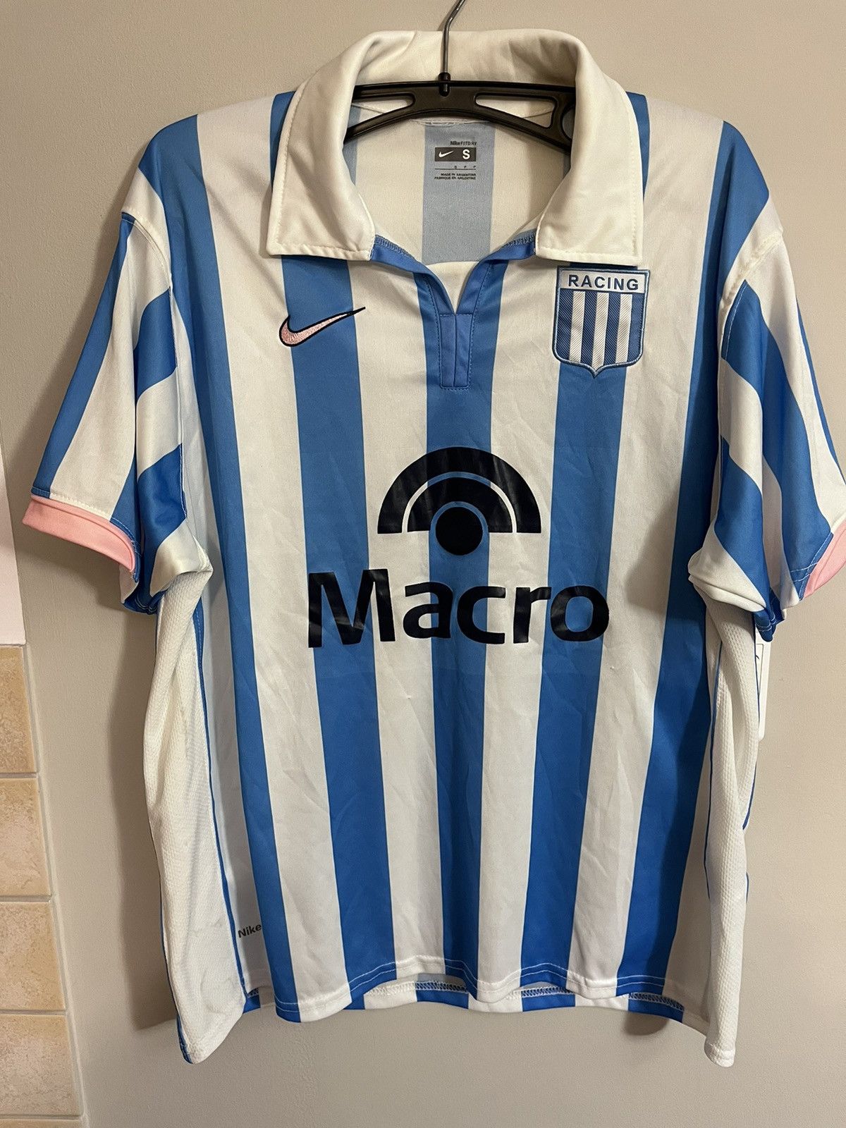 image of Nike Argentina Racing De Avellaneda Jersey Football Kit Y2K in Baby Blue Pink, Men's (Size Small)