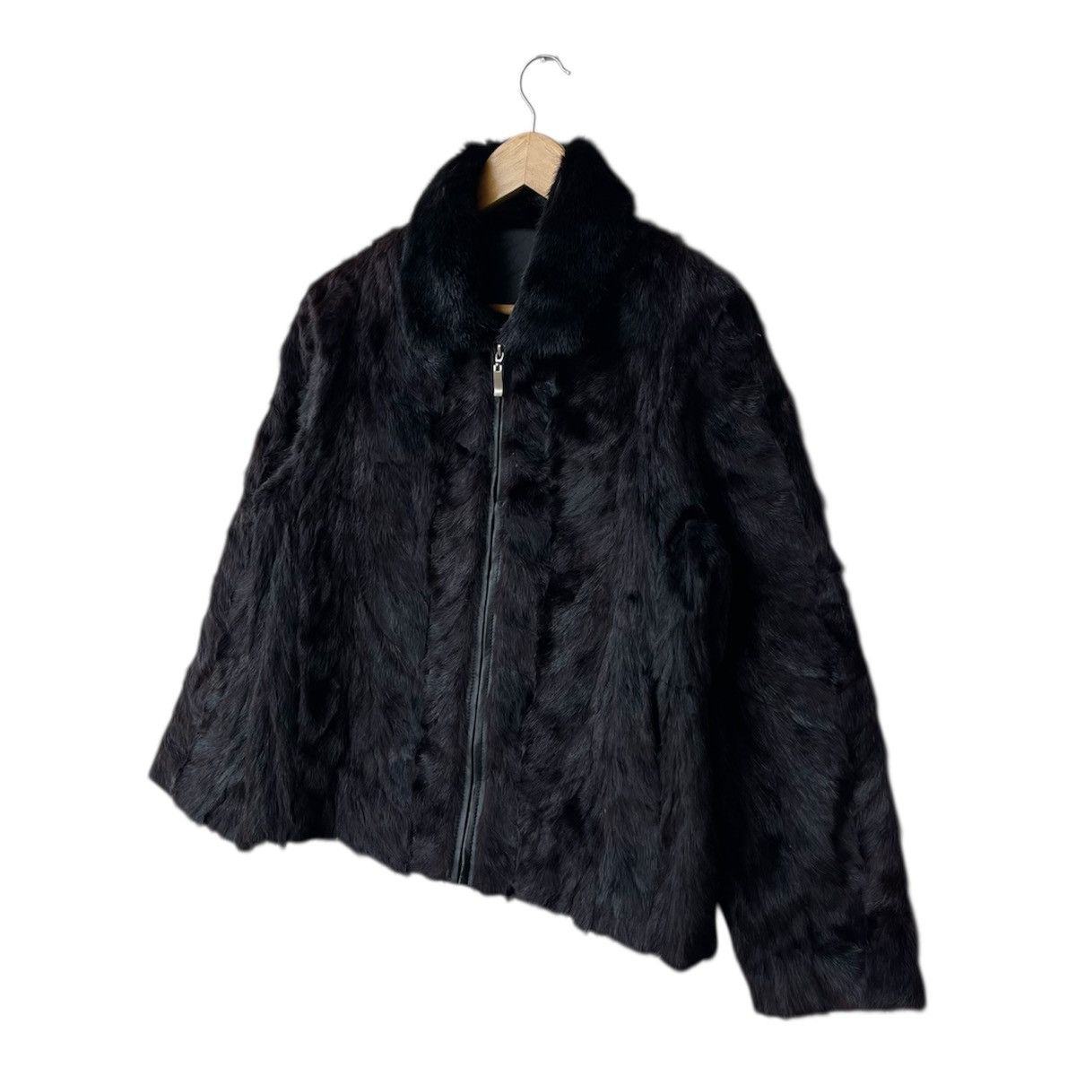 Real Mink Fur Zip-Up Blouson - Glossy Black (Vintage)