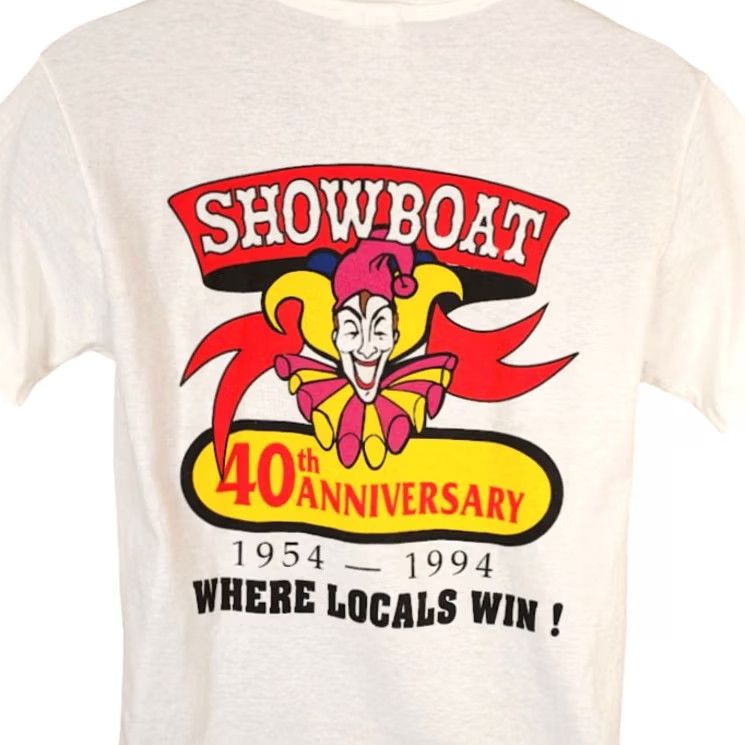 Hanes VINTAGE Hanes Showboat Casino T Shirt Mens Size M White 90s CLOSED Made In USA Mens Size US M / EU 48-50 / 2 - 2 Thumbnail