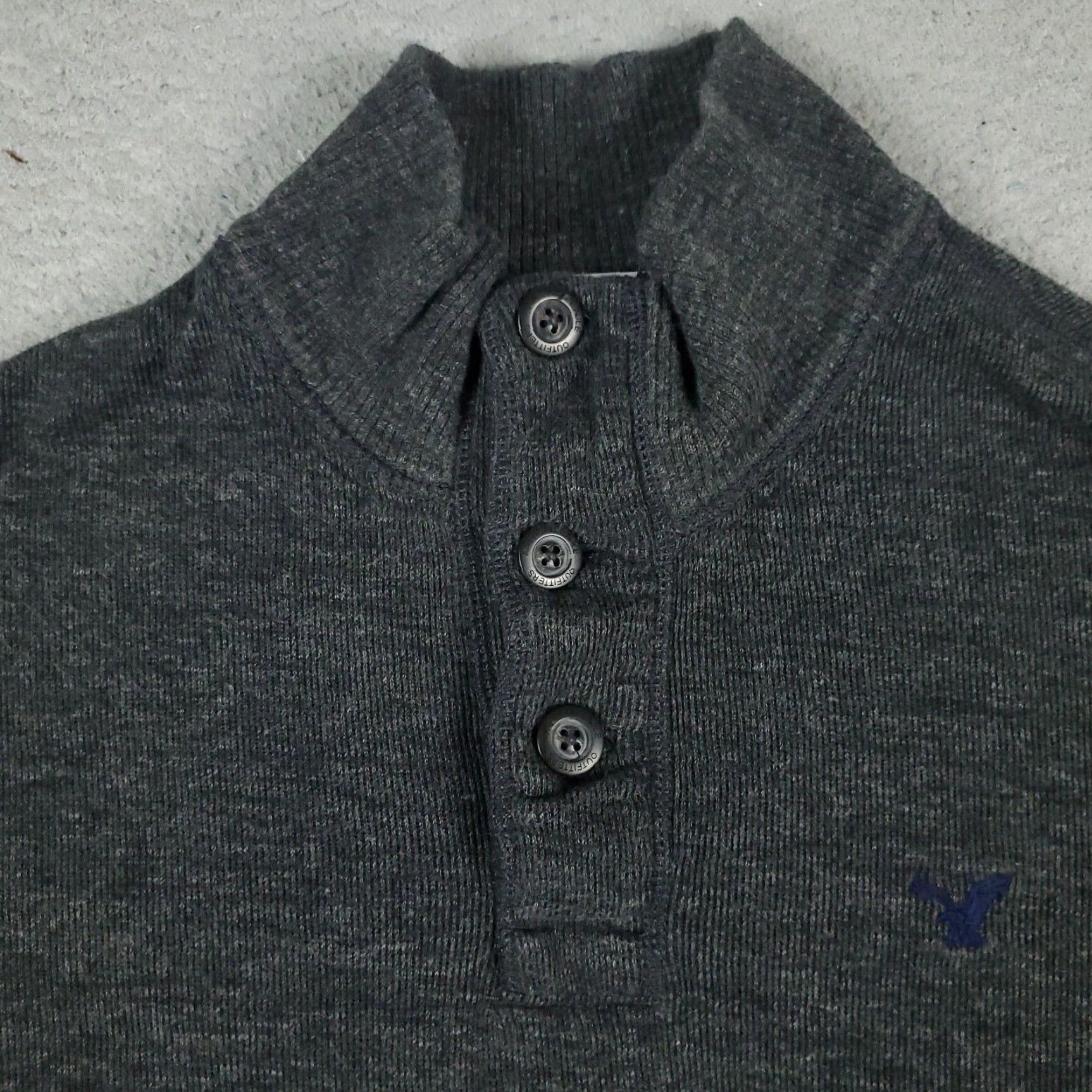 American Eagle Outfitters American Eagle Pullover Sweater Mens Medium Gray 1/4 Zip Mock Neck Cotton Size US M / EU 48-50 / 2 - 3 Thumbnail