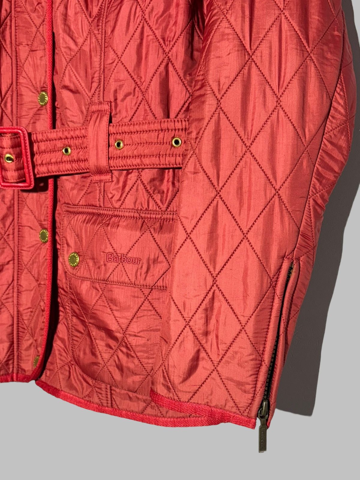 Barbour 🔥 BARBOUR INTERNATIONAL BELTED QUILTED JACKET MOTO HOT RED Size M / US 6-8 / IT 42-44 - 6 Thumbnail