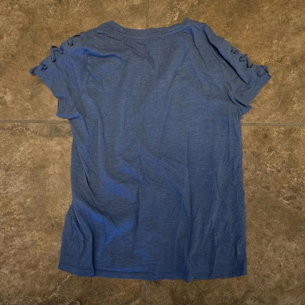 Designer Denim Blue Detailed Delusional Short Sleeve Size S / US 4 / IT 40 - 2 Thumbnail