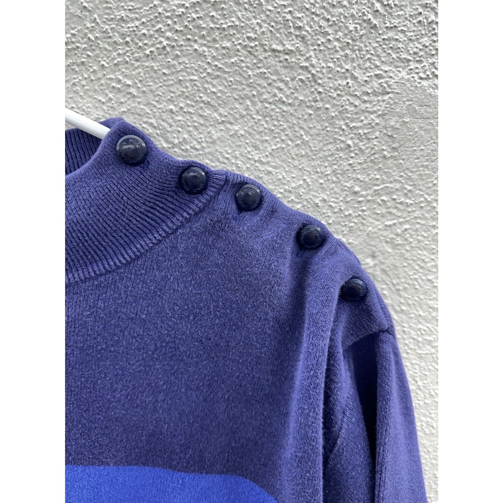 Ralph Lauren VINTAGE Polo by Ralph Lauren Womens Top L Blue Mock Neck Long Sleeve Polo by Ralph Lauren Size L / US 10 / IT 46 - 3 Thumbnail