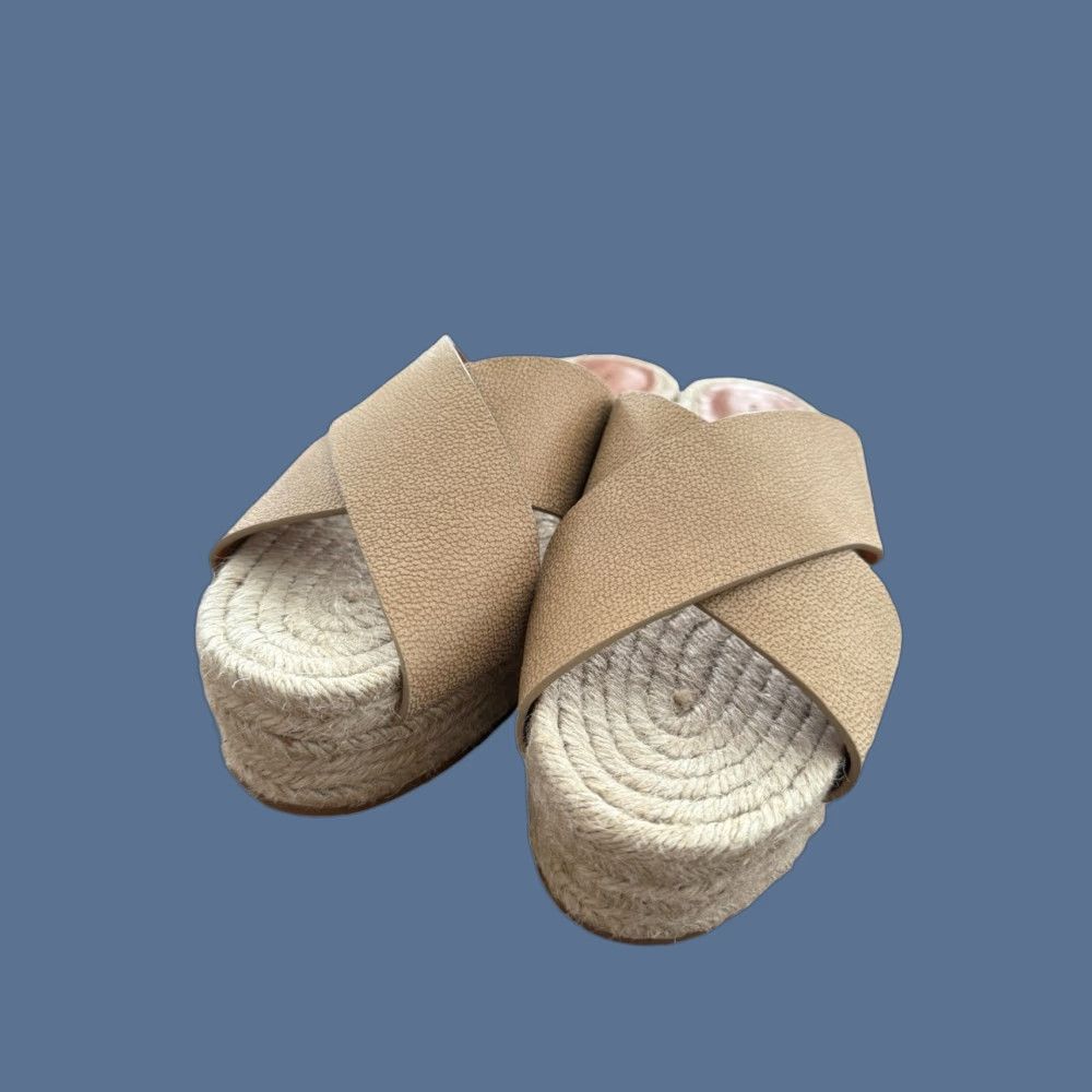 Allsaints ALLSAINTS Harlem Espadrille Platform Slides Tan Leather Size 39 US 8 EUC Women Leather Cushioned Non-Slip Vintage No Size US 8 / IT 38 - 1 Thumbnail