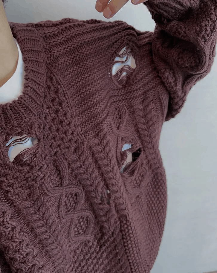 Japanese Brand × Vintage Retro distressed damage cable knit grunge sweater knitwear Size US M / EU 48-50 / 2 - 7 Thumbnail