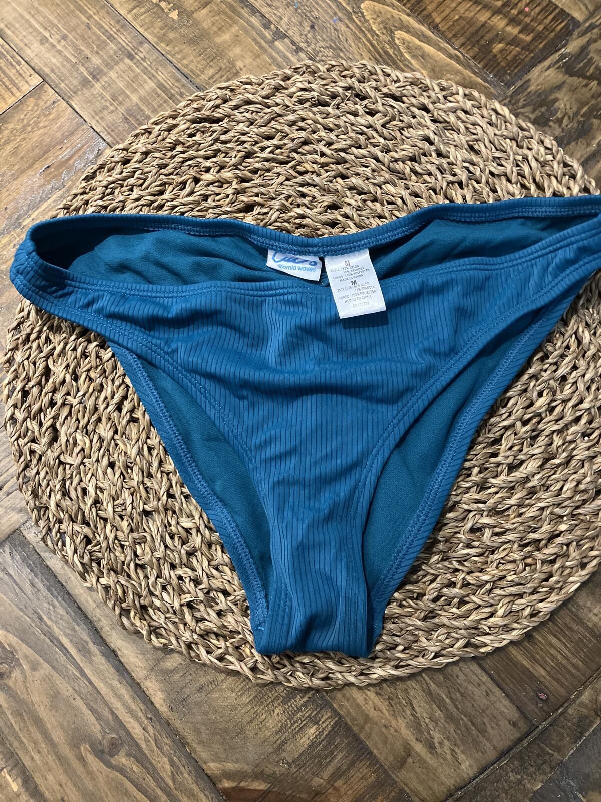 Other NWT California Waves Ribbed Bikini Bottoms Size M Teal Blue Size ONE SIZE - 3 Thumbnail