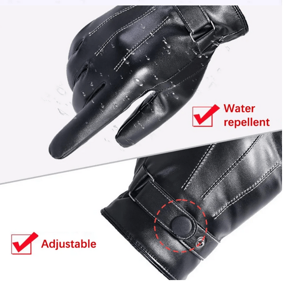 Other Winter PU Leather Black Gloves Warm Mittens Outdoor Sports Size ONE SIZE - 4 Thumbnail