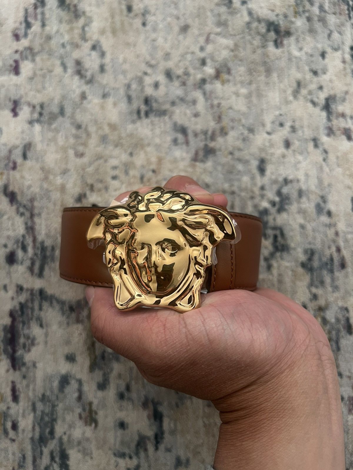 Versace × Versace Jeans Couture Versace Medusa Brown Leather Belt Sz 90/36 Size 36 - 1 Thumbnail