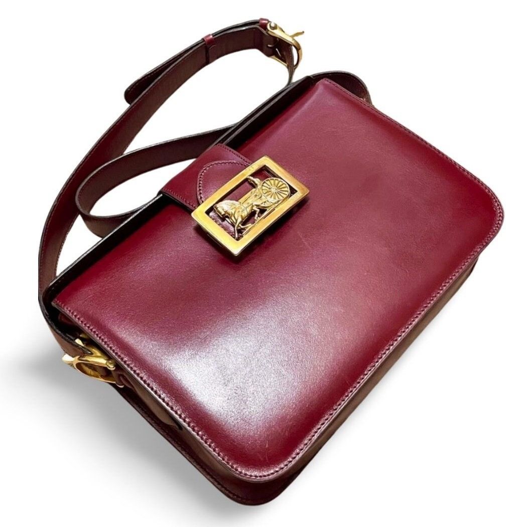 Celine Vintage CELINE wine Bordeaux leather shoulder bag with logo Size ONE SIZE - 5 Thumbnail