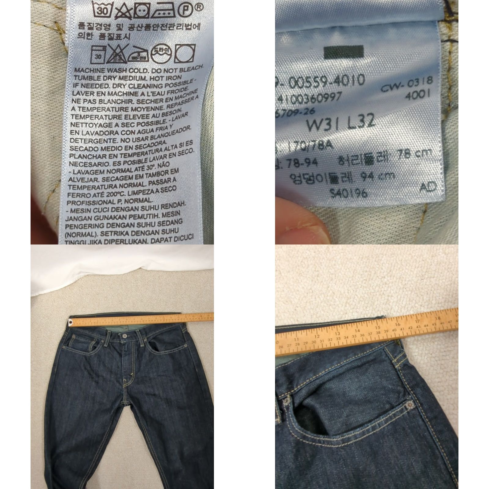 Levi's VINTAGE None Levi's Jeans 559 31x32 Blue Denim Straight 5-Pocket Regular Mens Pants Dark Wash Blue Jeans Size US 31 - 8 Thumbnail