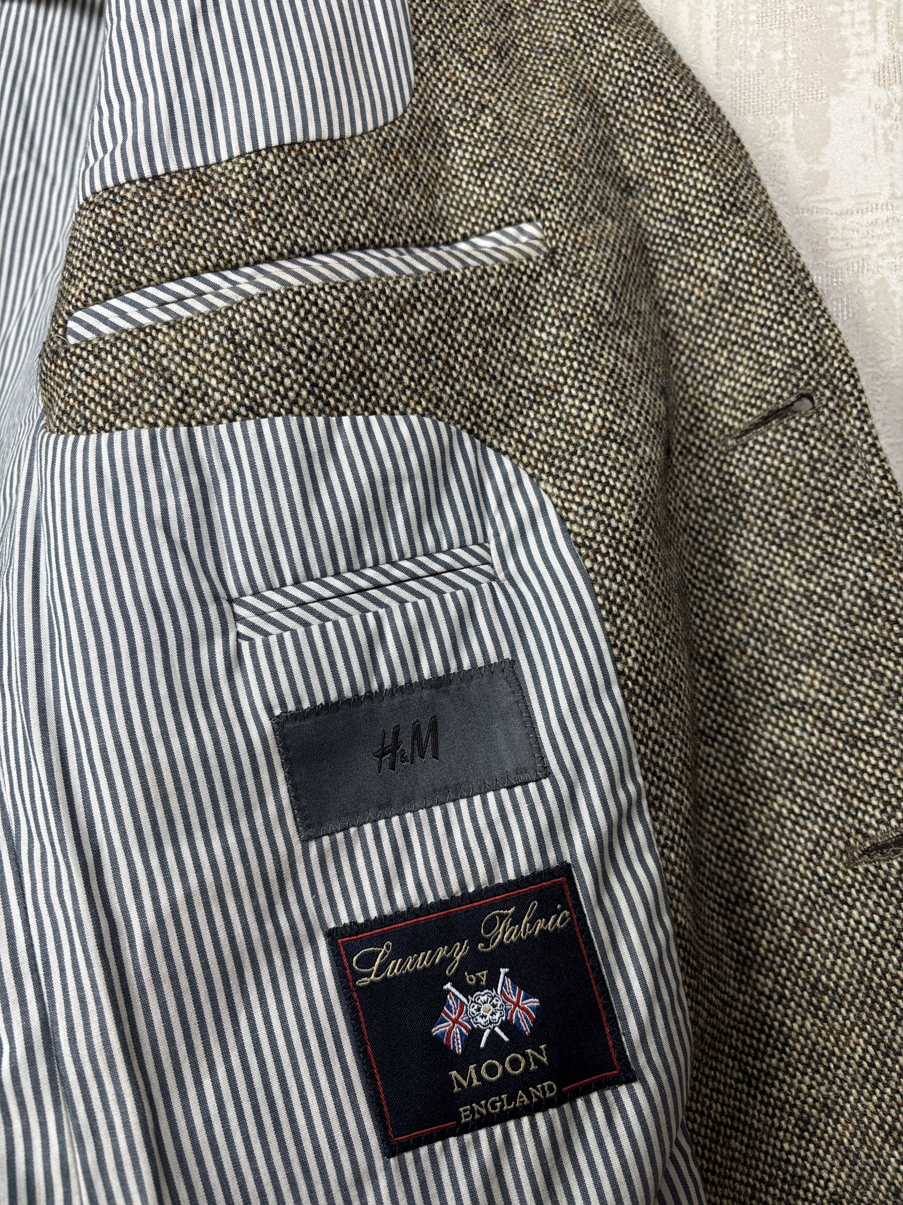 H&M H&M Moon Tweed Wool Blazer Brown Melange Elbow Pads Size 40R - 14 Thumbnail